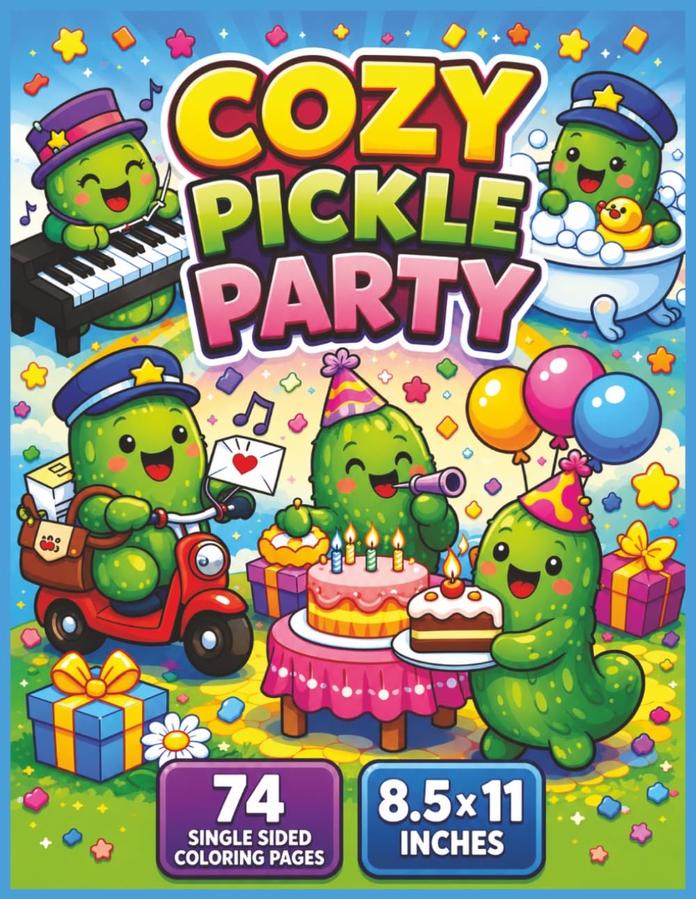 Cozy Pickle Party Coloring Book: A Delightfully Silly Collection of Adorable Pickle Friends, Fun Party Scenes, Cozy Moments, Happy Adventures, and ... Creativity, and Smiles for All Ages...