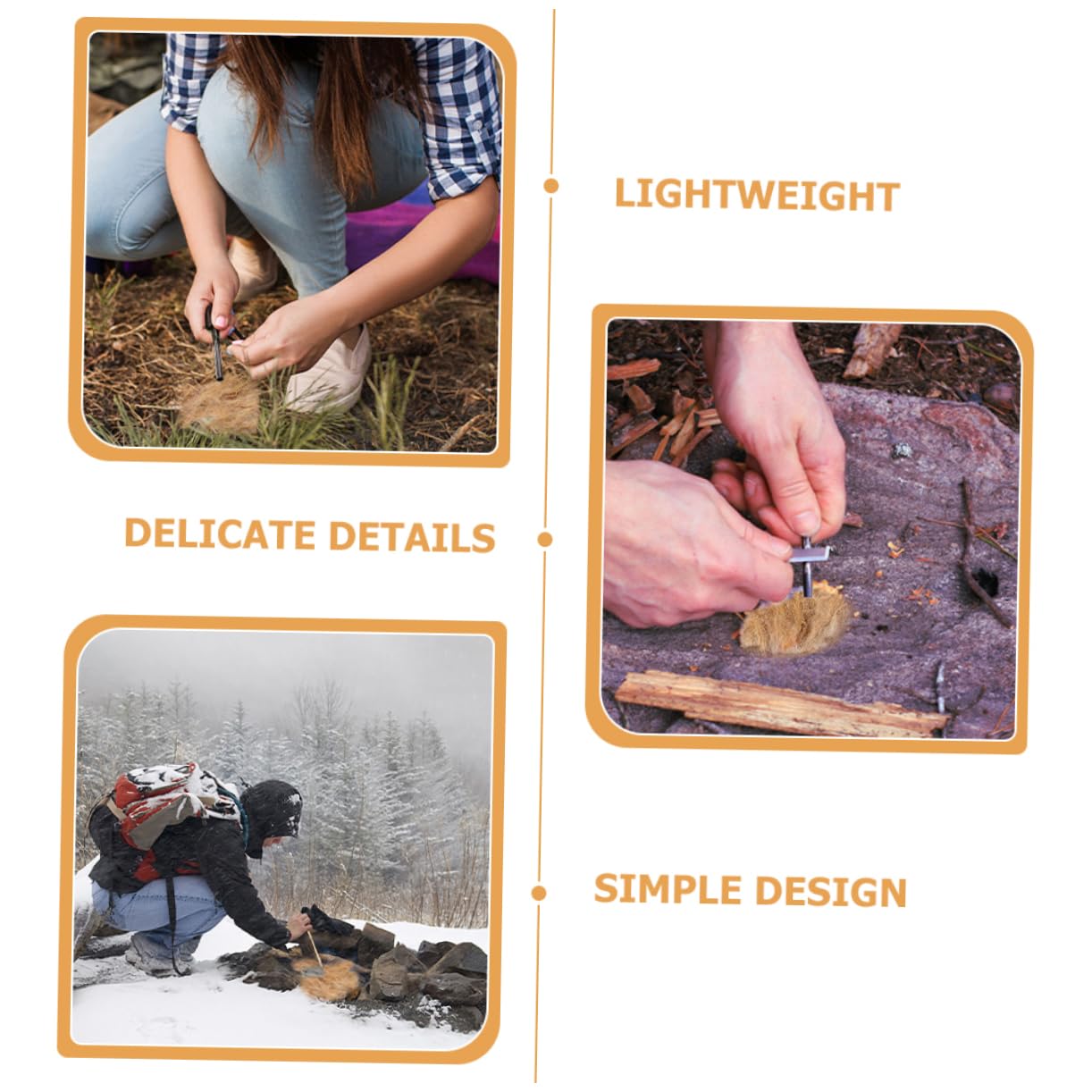 CORHAD Emergency Fire Starter Camping 4 Pack Jute Flame Starter Natural Outdoor Fire Tool for Survival