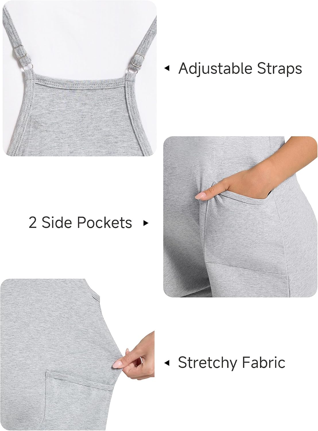 Maternity Jumpsuit Cotton Adjustable Spaghetti Strap Romper Summer Loose Casual Sleeveless Overalls with Pockets