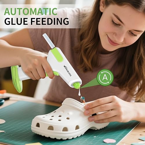 Vista 3 de Pistola de pegamento caliente inalámbrica con 20 barras de pegamento y boquilla a prueba de fugas, calentamiento rápido de 2-3 minutos, batería
