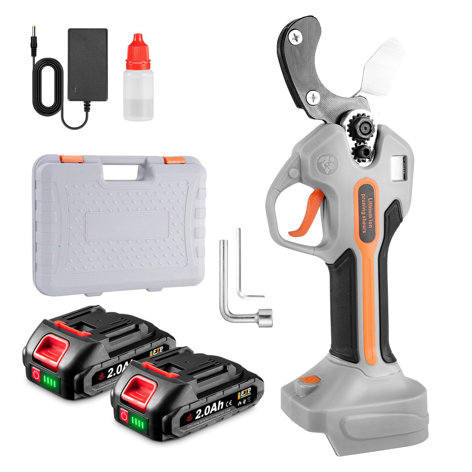 ONEVAN cortatubos de batería, corta inalámbrico tubos de pvc con 2 baterías recargables de 2000 mAh, pantalla digital LCD, diámetro de corte máximo 35 mm, cortador eléctrico para tubos de plástico PVC