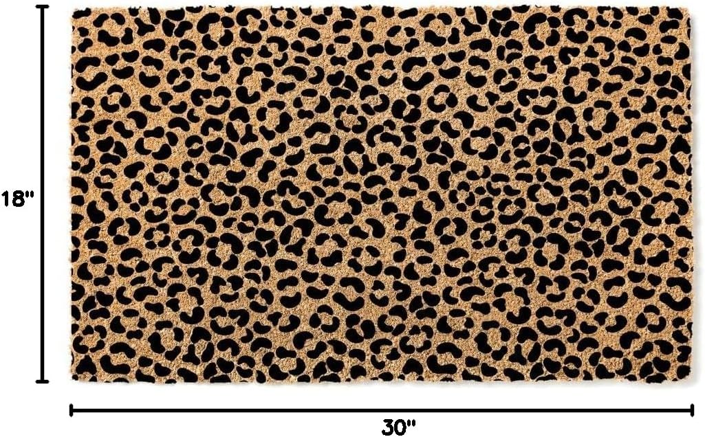 Cheetah Spot Pattern Door Mat | Animal Print Doormat | Premium Quality, Thick 100% Coir Coconut Husk Front & Made in The USA - Doormat STK 1613