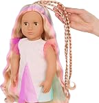 Our Generation 18-inch Poupées de cheveux de croissance Tessie avec style de cheveux arc-en-ciel, poupées de cheveux à la poupée avec des yeux de noisettes, tresses extensibles, 2 les extensions de cheveux, 2 clips, guide de style, Tessie, poupées, 3+ Années
