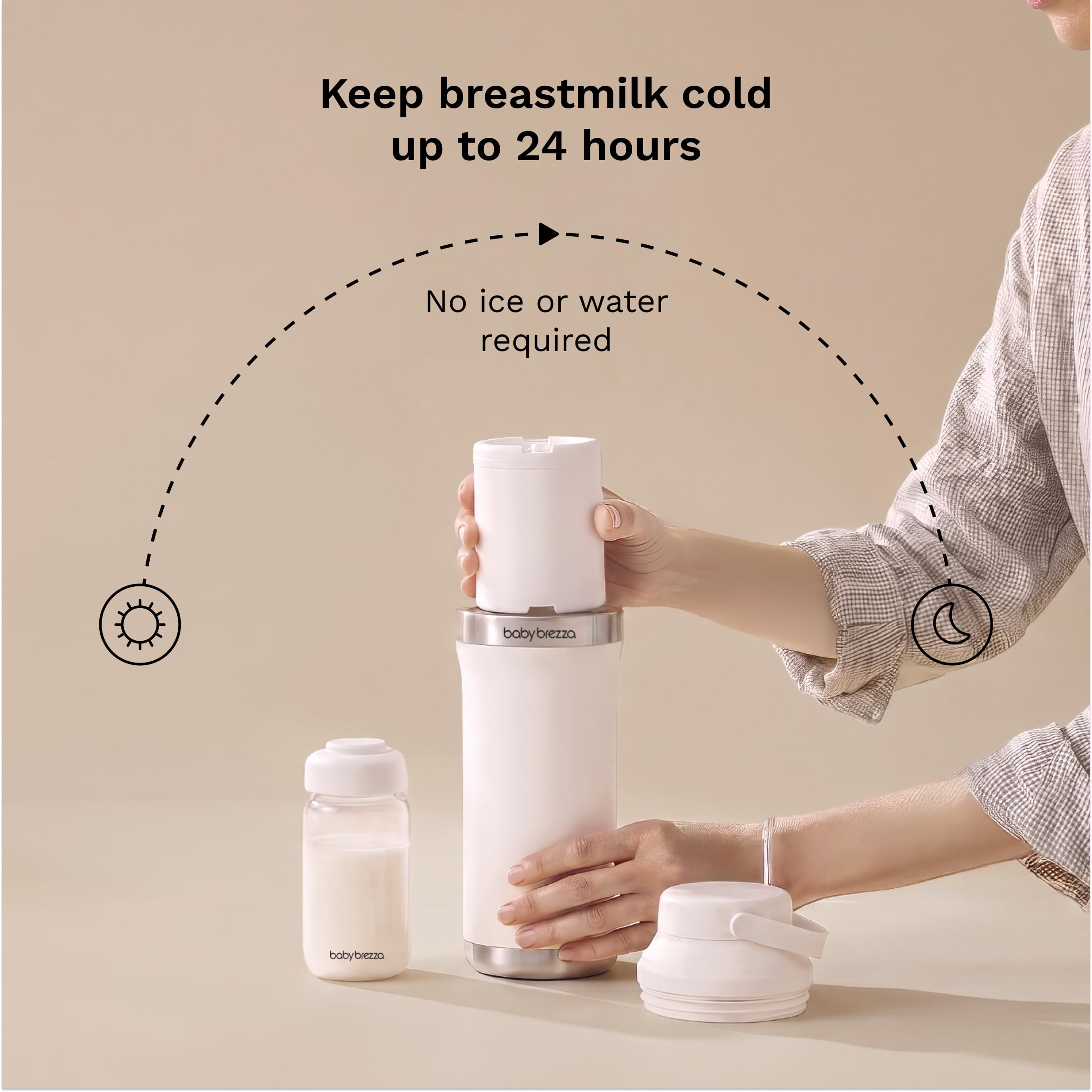 Baby Brezza Rafraîchisseur de lait maternel portable en verre, grande capacité, blanc