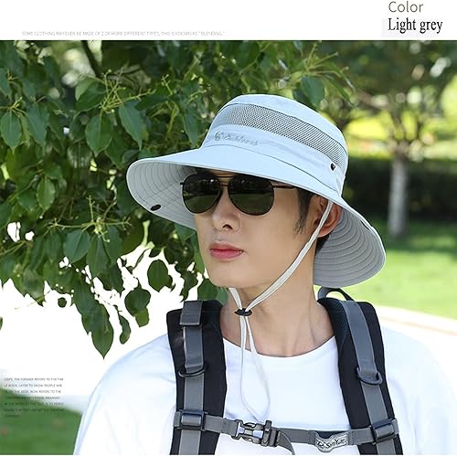 Miniatura 8 de Sombrero de malla al aire libre sombrero de ala ancha protección solar UV Boonie sombrero pesca senderismo sombrero