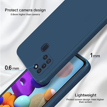 giiyoon liquid silicone case compatible with samsung galaxy a21s all-round protection scratch-resistant soft microfiber lining blue