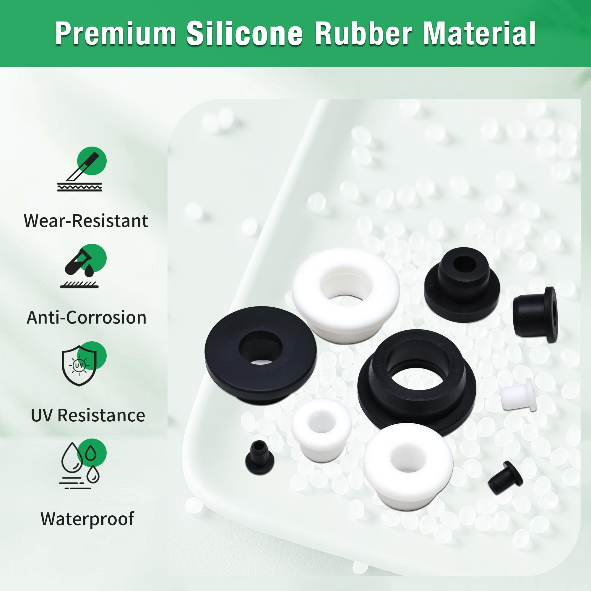 EASYEAH Silicone Rubber Grommets - 20 Pack, 1/2" Hole Size, 5/16" ID, For Wiring & Tubing (Hydroponics, Automotive, DIY)