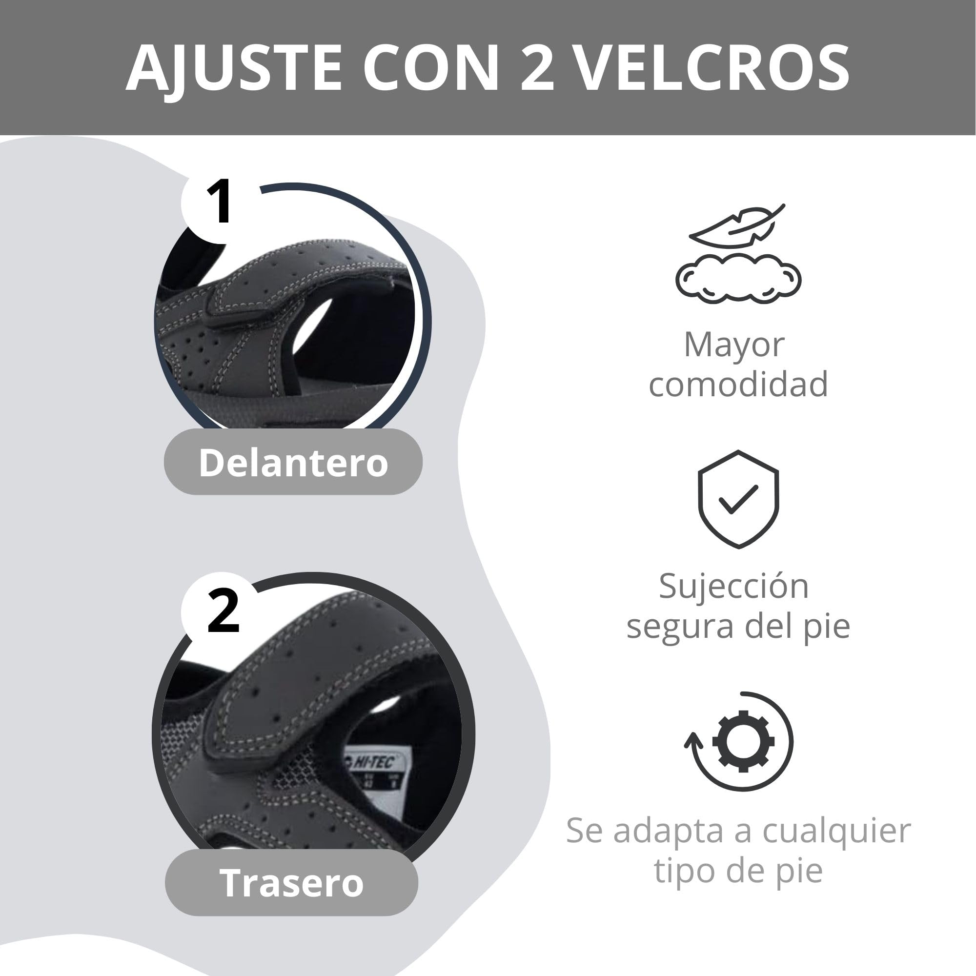 HI-TEC NERPA Sandalia deportiva hombre, zapatillas exterior senderismo, calzado de uso diario con planta de serraje