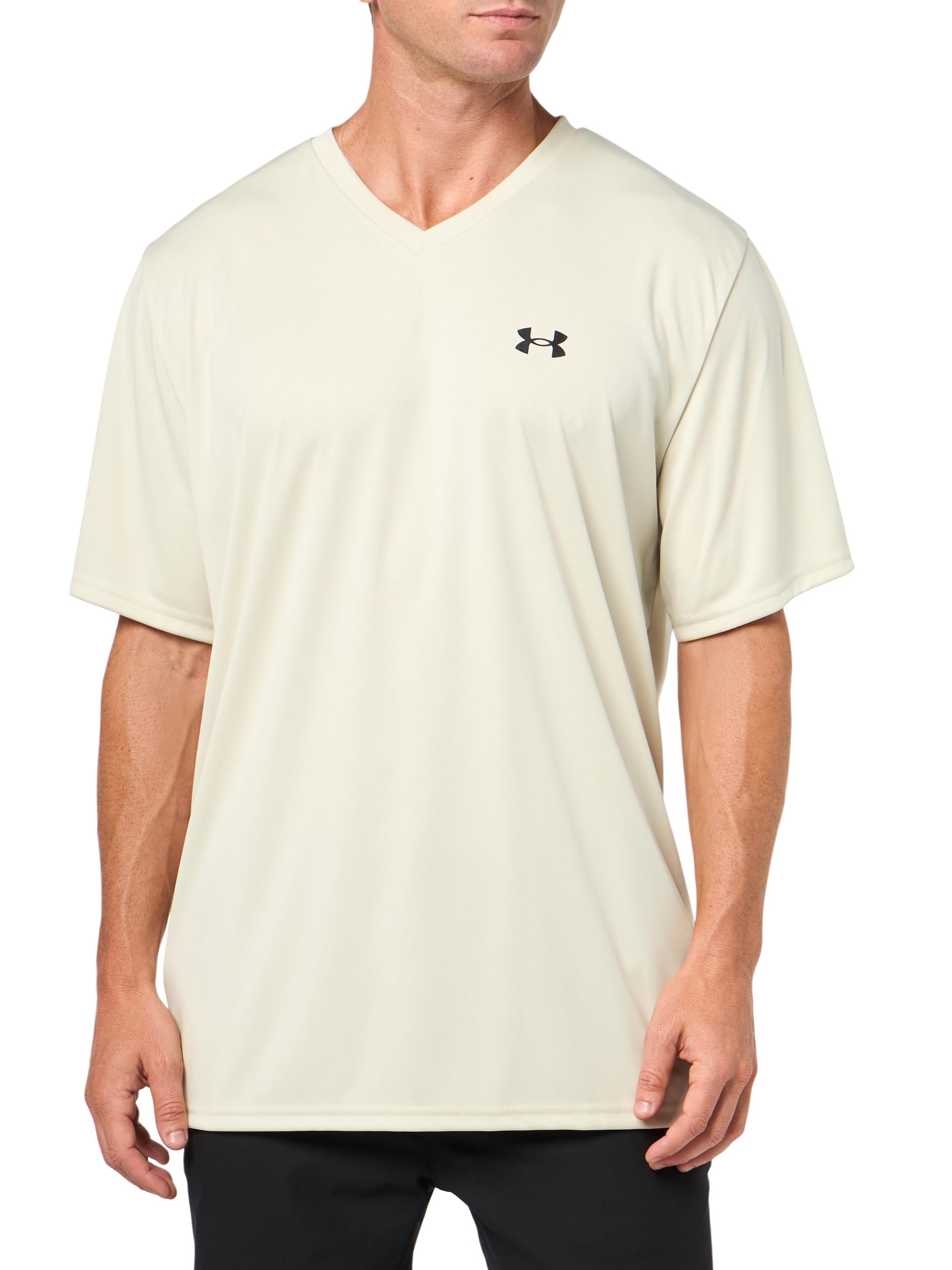 Under Armour Men's Velocity 2.0 Short Sleeve V Neck T Shirt, (273) Silt / / Black, Large