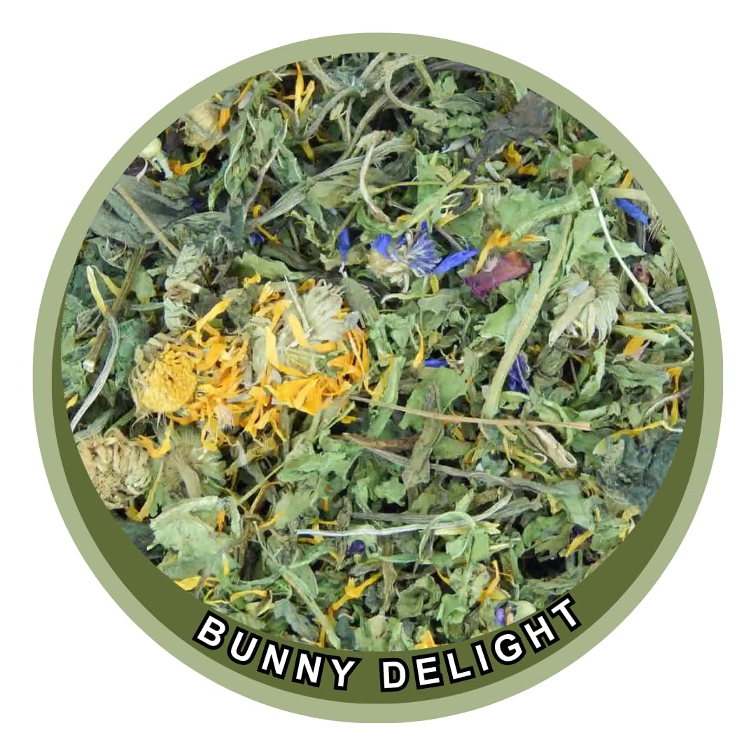 Bunny Delight Dried Flower Mix for Rabbits, 100% Natural Treat for Rabbits, Guinea Pigs & Small Animals, Enrichment Forage, Just4rabbits (500g)