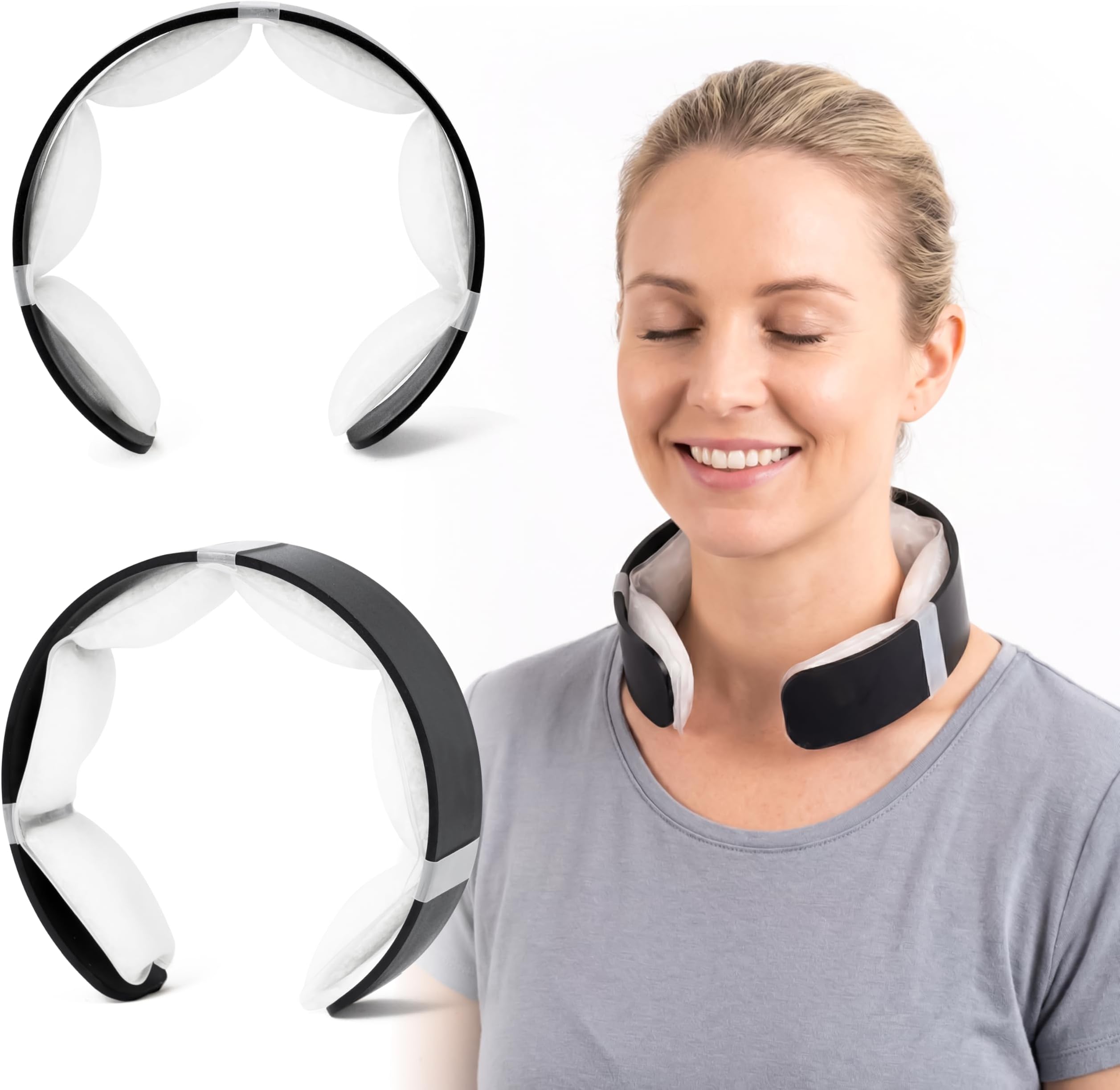 Ice Neck Cooler Reusable Black Ice Neck Cooler Ring Cooling Tube Ring Soft Gel Bead Neck Tie for Men Women Portable Personal Air Cooler for Gardening Walking the Dog Commuting