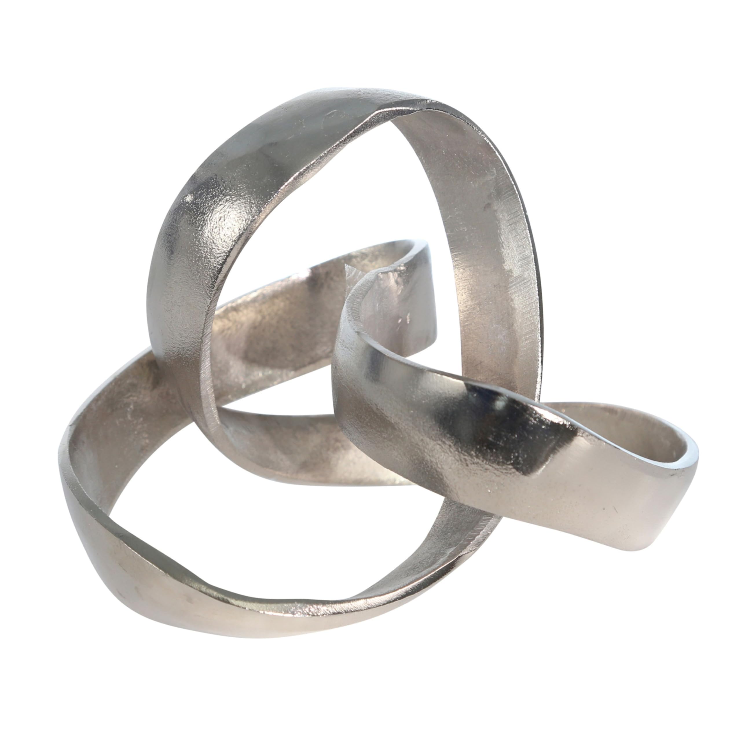 Sagebrook Home 7" Decorative Knot Sculpture - Contemporary Abstract Silver Matte Decor Statue for Home or Office Table Accent or Centerpiece Decor