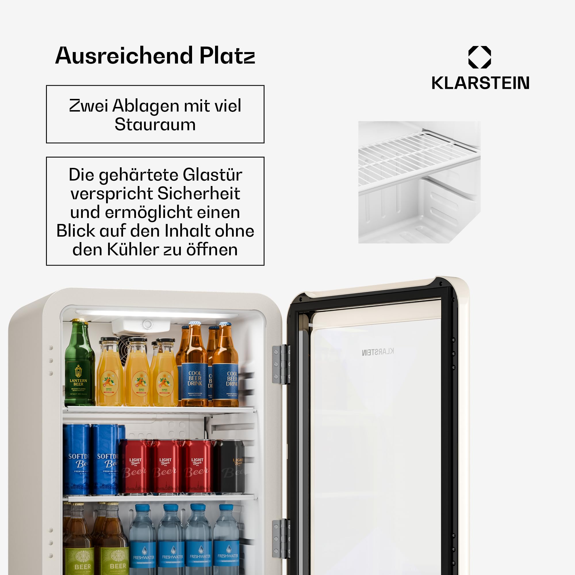 Klarstein Audrey Evo Getränkekühlschrank 65 L Getränkekühler Glastür LED-Beleuchtung einstellbare Temperatur 0–10 °C