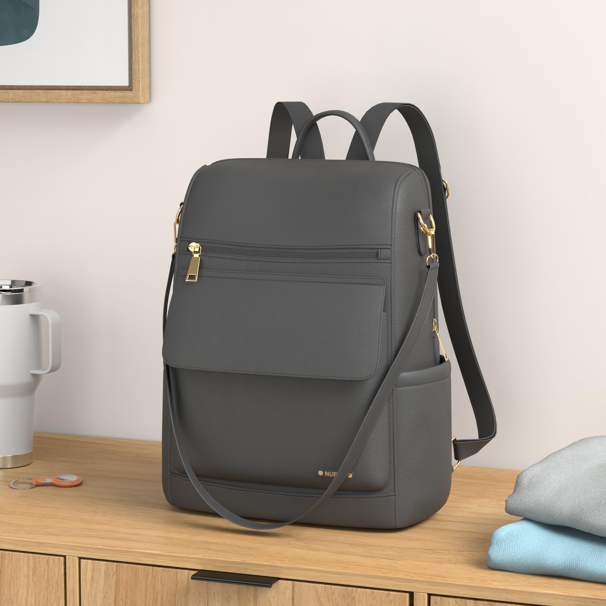 NUBILY Backpack Purse for Women Leather Anti-Theft Mini Backpack Fashion Designer Handbag Convertible Travel Bag Ladies Shoulder Bags, Black