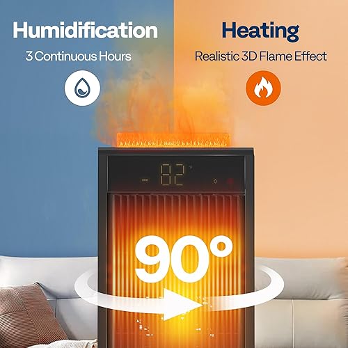 Miniatura 3 de VIVOHOME Calentador de espacio con humidificador, calentador eléctrico para uso en interiores, calentador de cerámica silencioso de 1500 W con