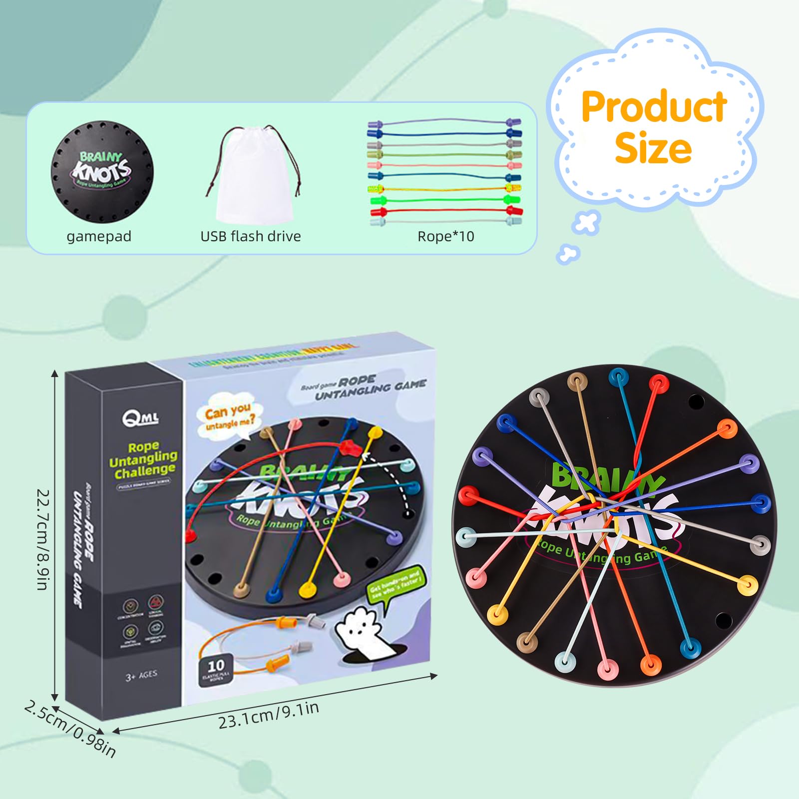 Brainy Knots Rope Untangling, Brainy Knots Rope Challenge Puzzle, Knot Logic Game Interactive Twisted Rompecabezas, Juego de Rope Challenge para Niños a Partir de 3 Años y Adultos