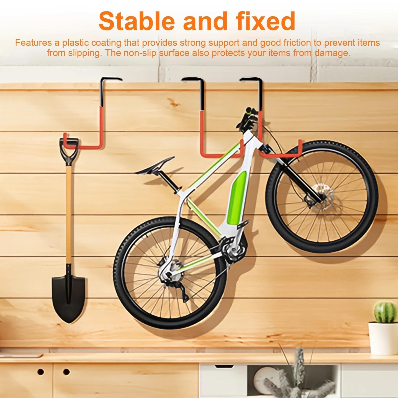 Ganchos para Colgar Bicicletas, 4 Piezas Soporte para Bicicleta, Colgador Bicicle Forma S, con Revestimiento Inmersión, para Colgar Bicicletas, Macetas, Herramientas Jardinería y Escaleras