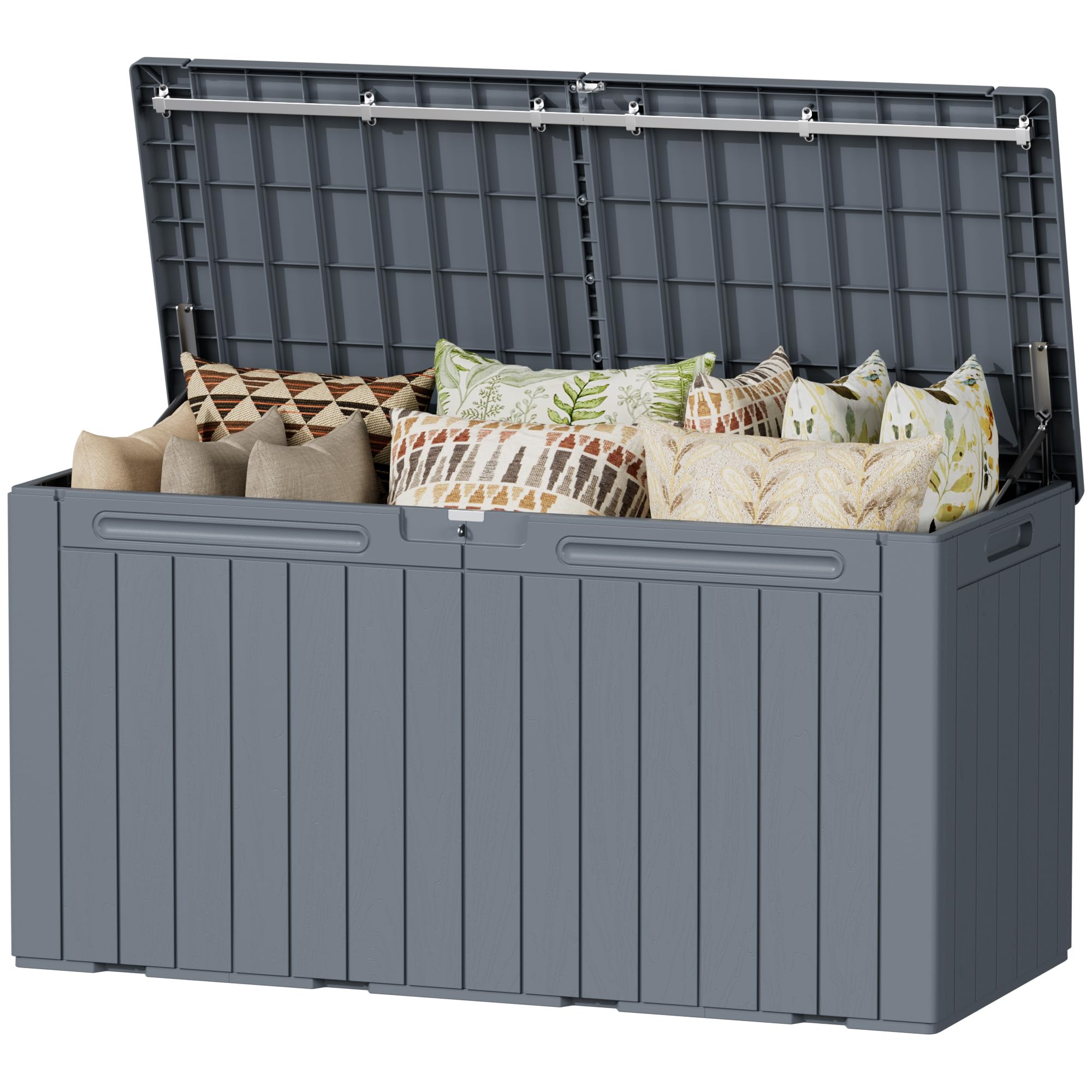 Devoko 100 Gallon Outdoor Storage Box, Waterproof Deck Box Lockable (Gray)