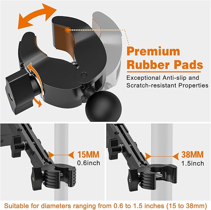 Soporte para iPad con pinza super C, brazo de metal 15 cm, rotación 360° miniatura 3