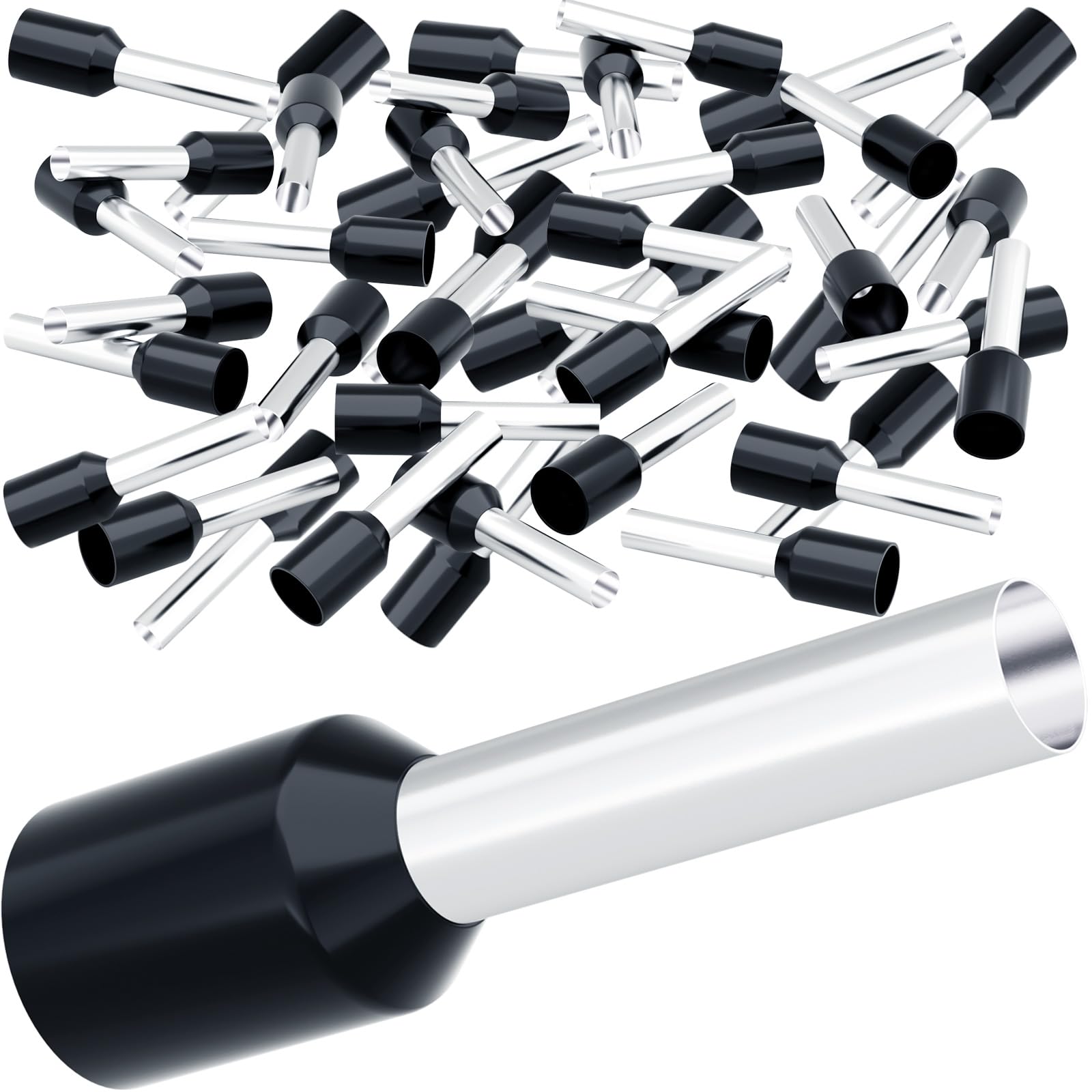HOLMOL Ferrules 1.5mm², 150PCS Bootlace Ferrules, Insulated Wire Ferrules, Cable Ferrules 1.5mm² x 8mm, Wire Crimp Ferrules, 1.5mm Bootlace Ferrules Kit for Electrical Connections (1.5mm² x 8mm)