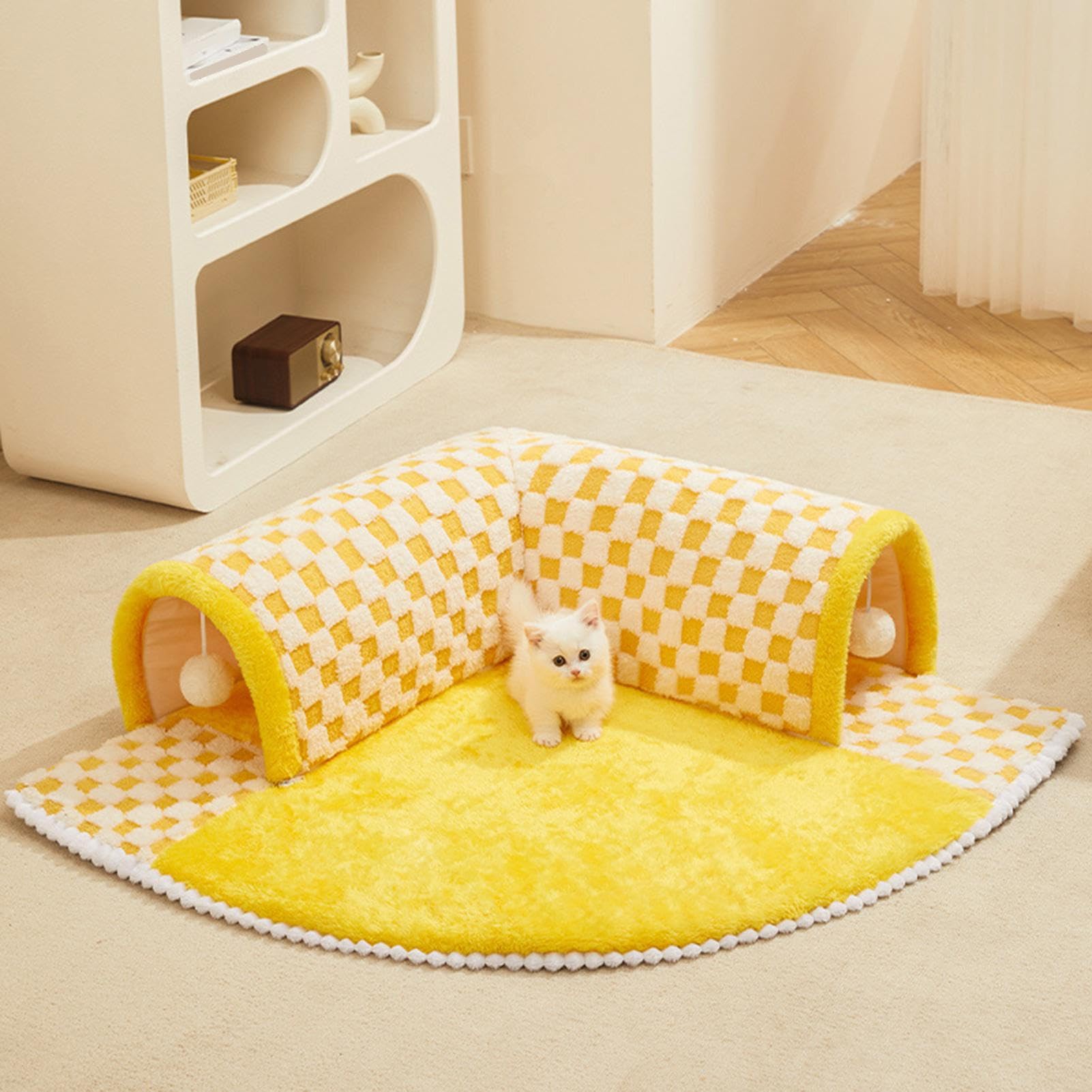 Cuna túnel para gatos, base antideslizante escondite de juego para mascotas – Caseta Peekaboo para gatos | Para gatos y conejos, para dormir, dormir, descansar y