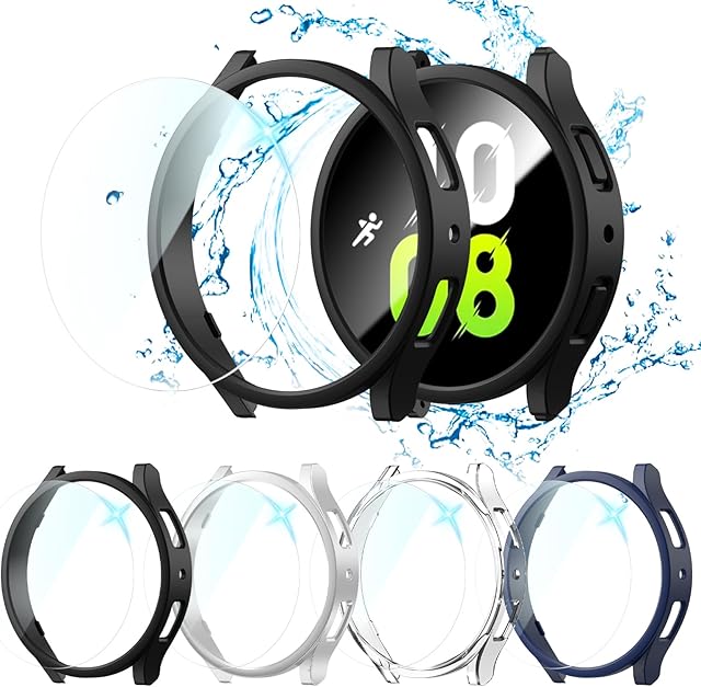 Haojavo Etui ochronne Combo do zegarka Galaxy Watch 6 40 mm, wodoszczelne etui ochronne typu bumper + hartowane etui HD ochrona wyświetlacza kombinacja akcesoria do Samsung 40 mm Watch6