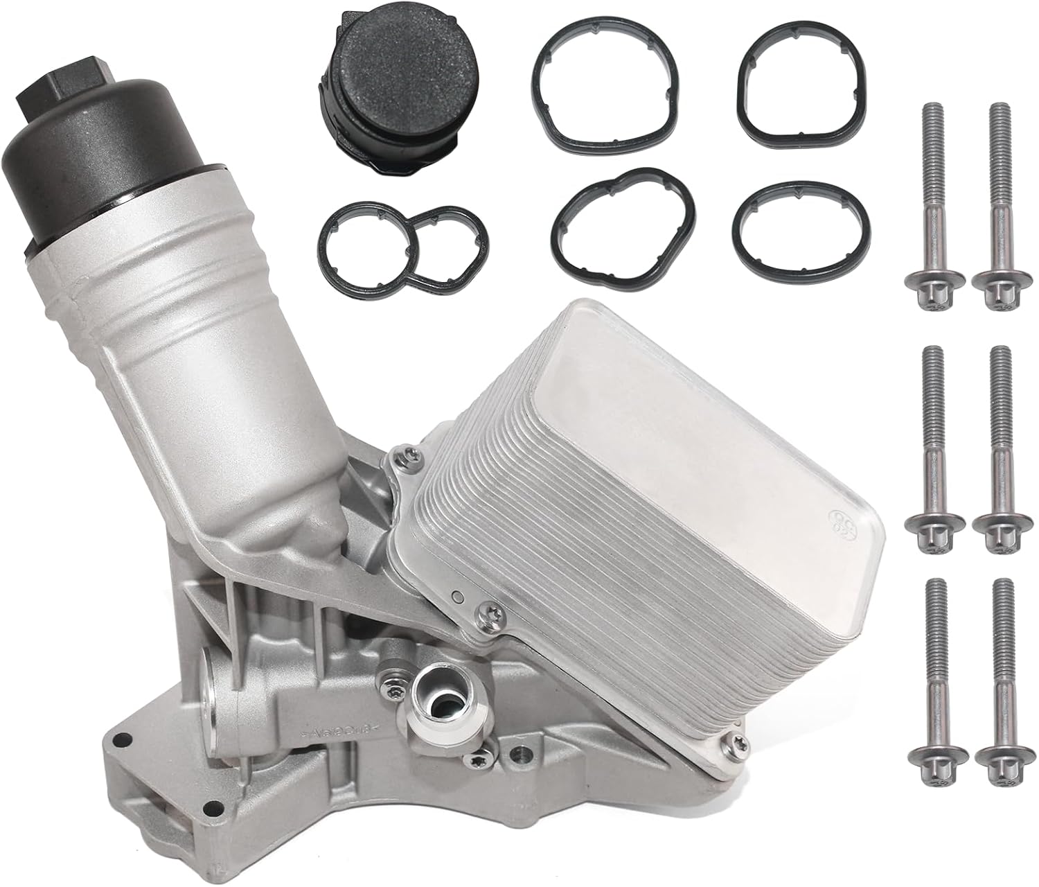 3.0L Gas Aluminum Oil Cooler Filter Compatible with 2016-2018 BMW 340i 2018-2019 BMW X3 Replace# 11428583895