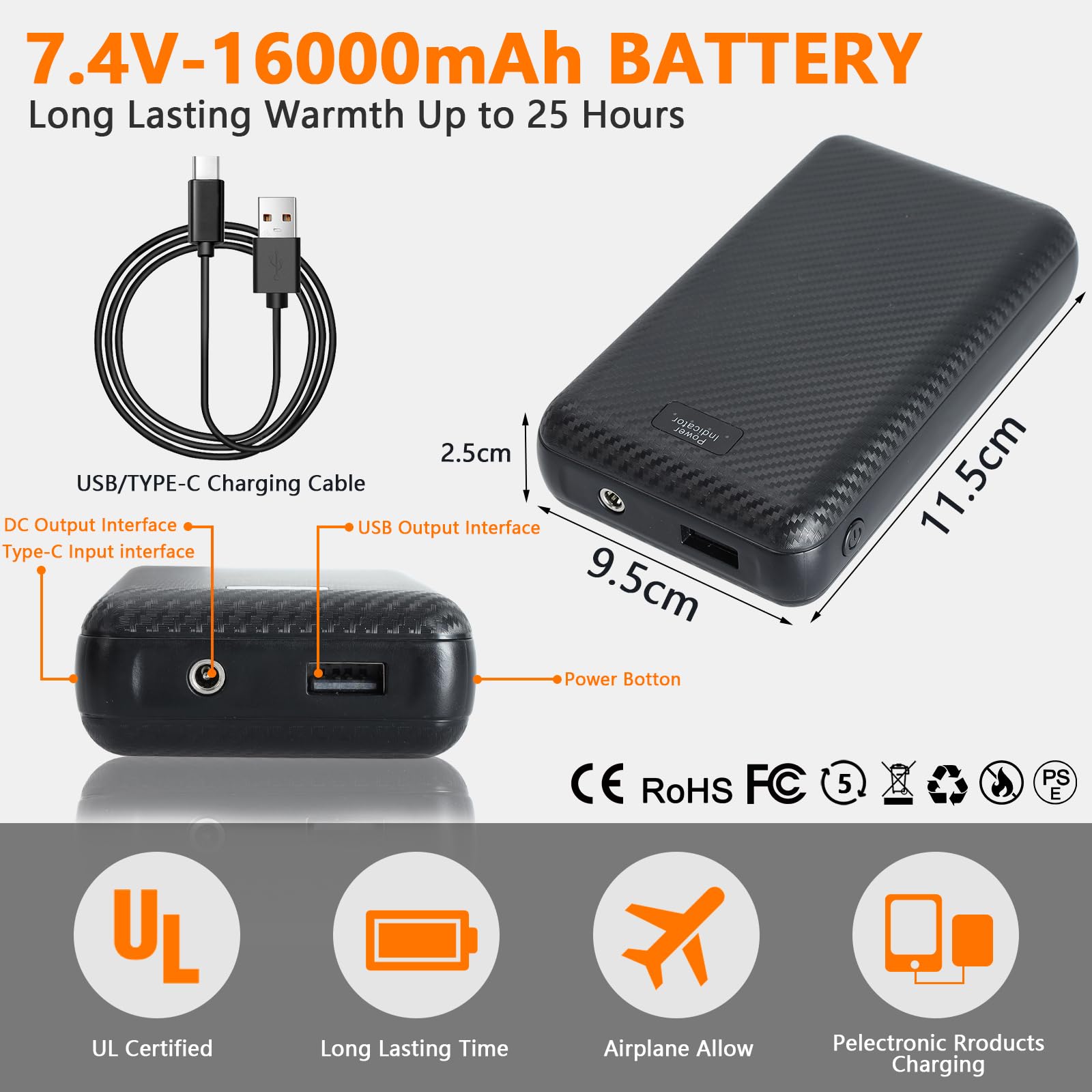 Mincoo Gilet Riscaldato Uomo Donna con 16000mAh Batteria Inclusa, 3 Temperatura Regolabile Lavabile Giacca Giubbotto Riscaldato per Lo Sci Campeggio L'escursionismo L'outdoor