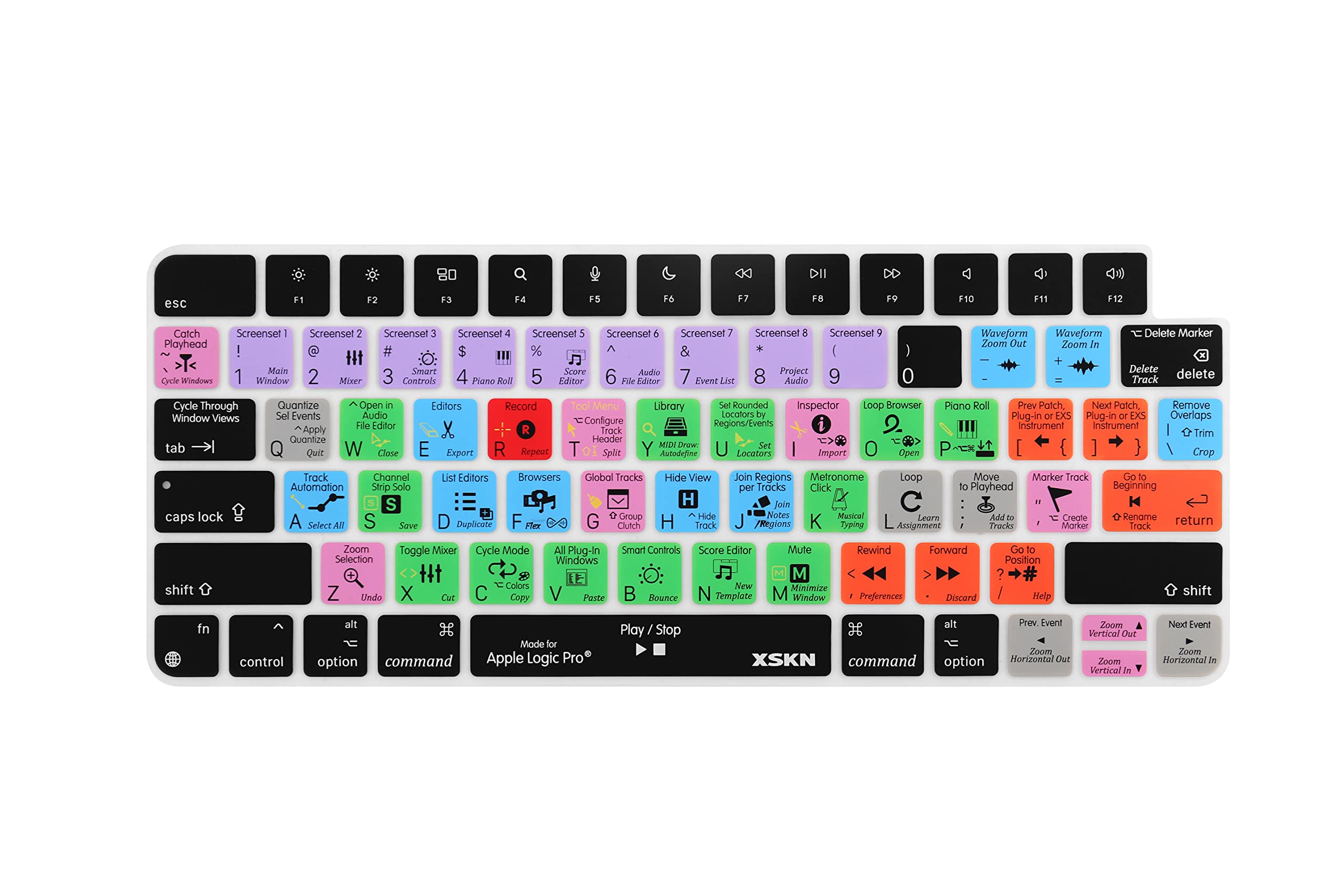 XSKN for Apple Logic Pro Shortcut Design Silicone US Version Keyboard Skin Cover 2021 Newest M1 iMac 24 inch Magic with Touch ID (A2449) Lock Key (