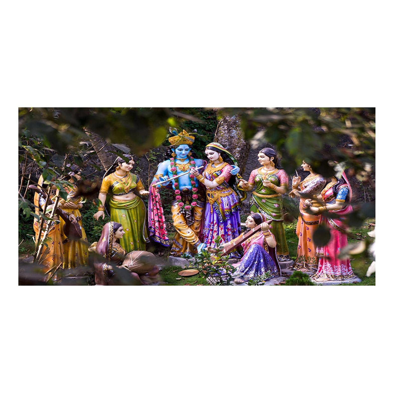 Yooyu Large Abstract Canvas Wall Art Radha Krishna Love Art Painting Wall Canvas Print Picture for Living Room Home Decoration 80x175cm(32x69in) with Frame