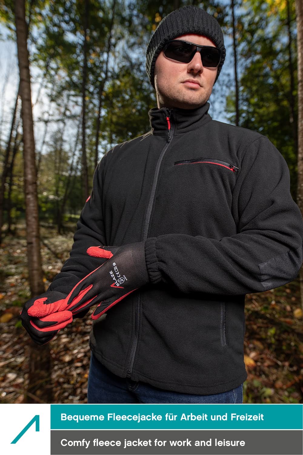 ACE Giacca in pile da uomo - calda giacca outdoor senza cappuccio per uomo - zip a tutta lunghezza e tre tasche