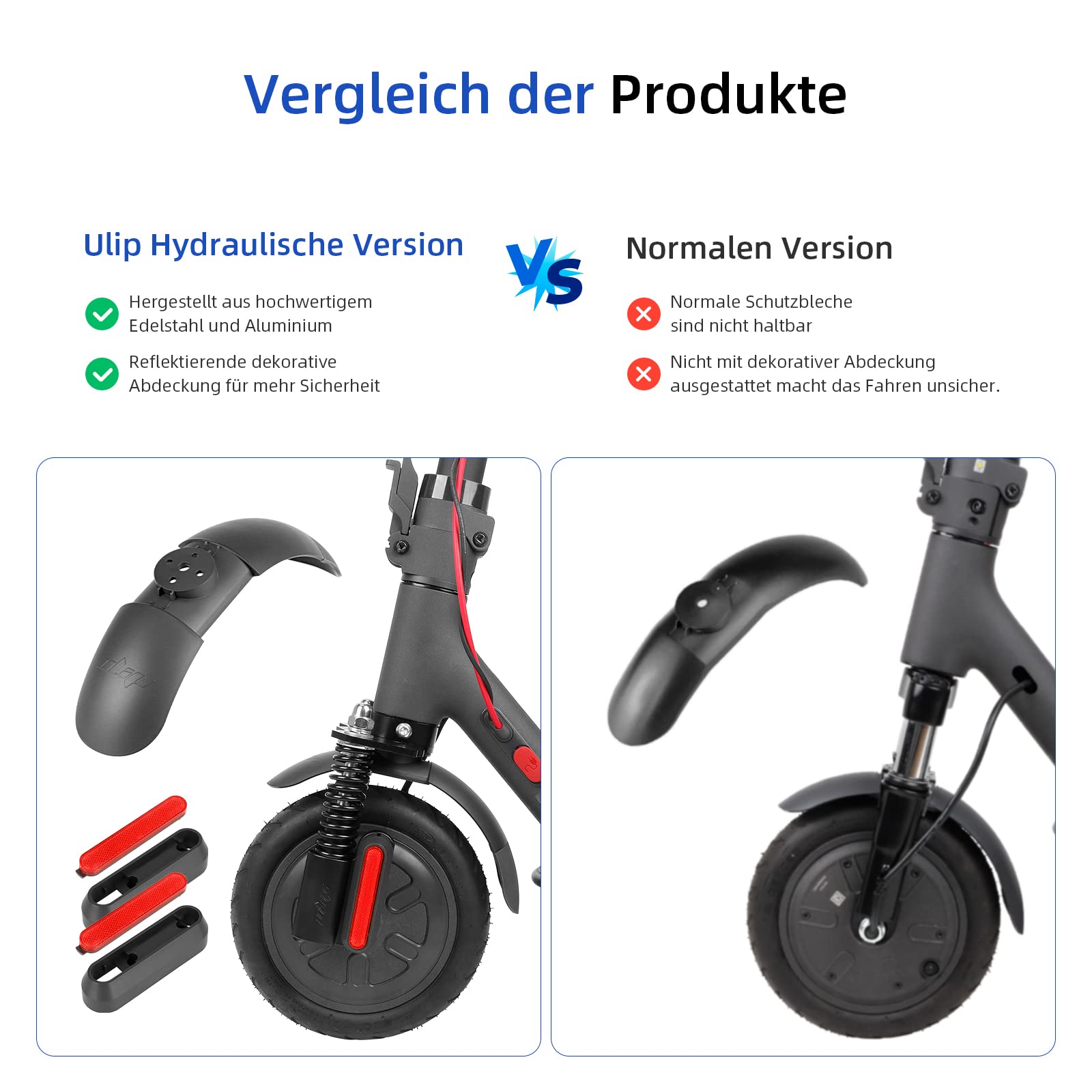 ulip Kit Fourche hydraulique Suspension Amortisseur Avant pour Trottinette électrique Xiaomi M365 Pro Pro2 1S MI3 avec Garde-Boue Avant et Trottinette Roue Couverture