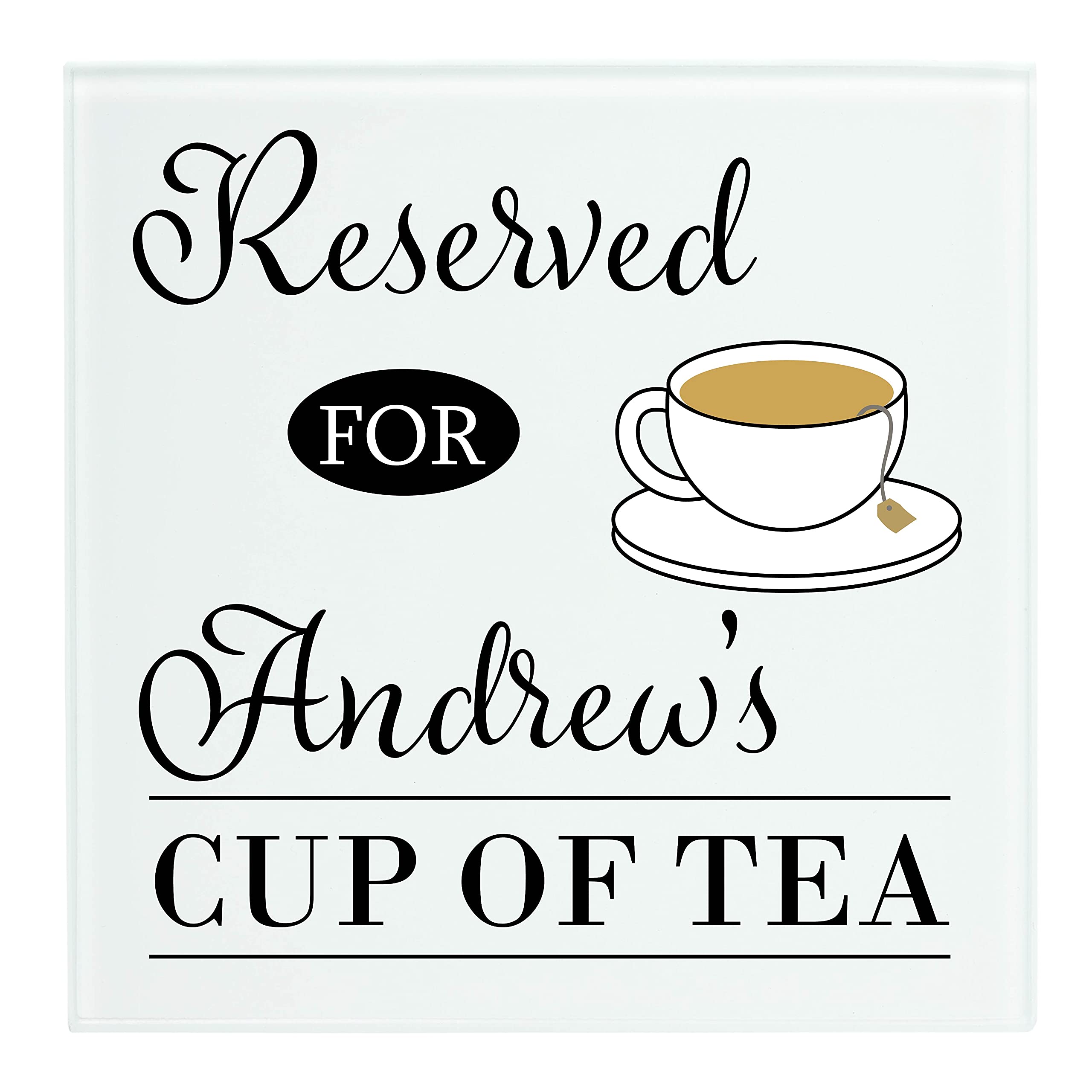 Personalised Glass Coaster Gift | Cup of Tea Drinks Mat with Custom Name