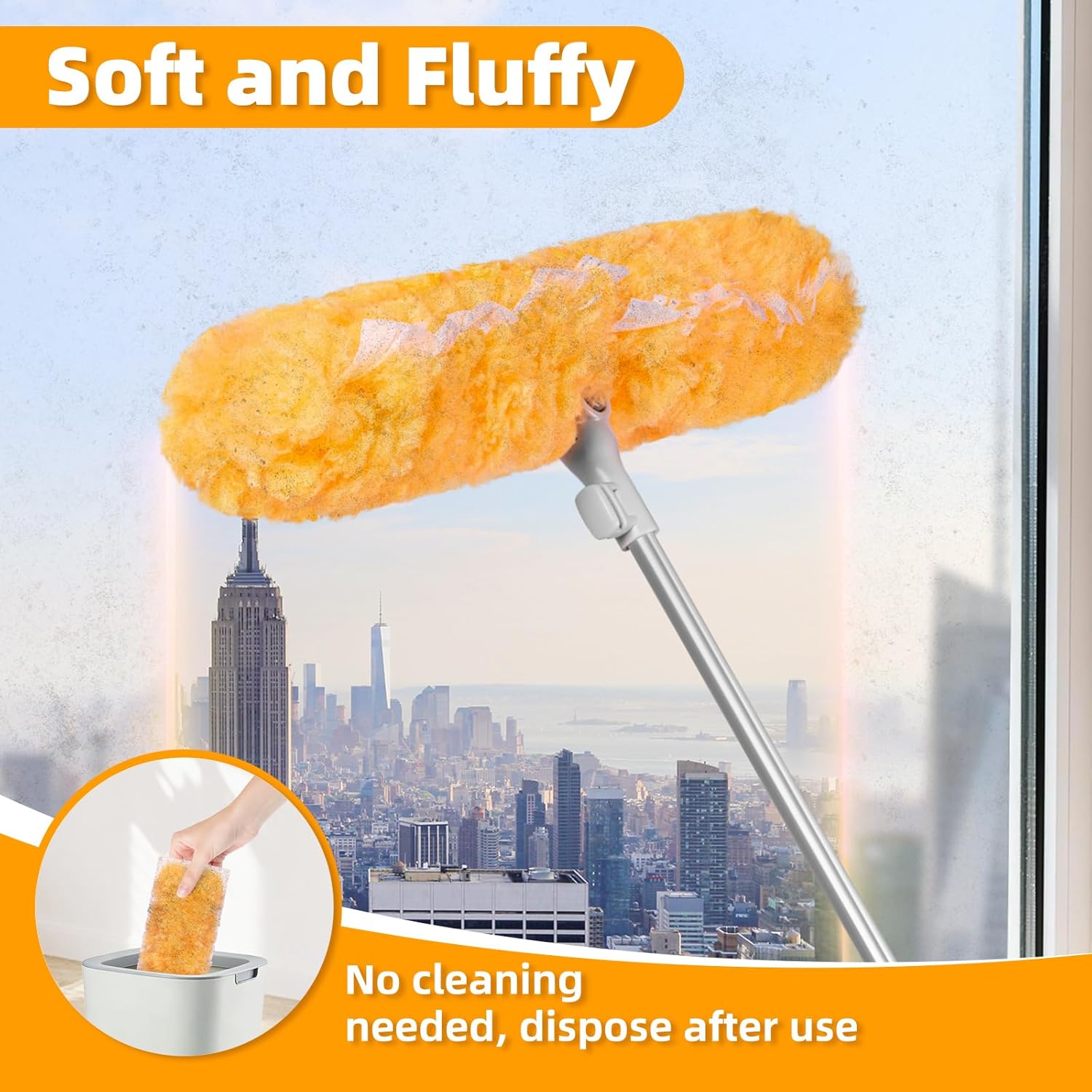 6 ft Extendable Handle with 20 Duster Refills, Heavy Duty Duster Refills Kit Compatible with Swiffer, 360 Disposable Microfiber Duster Pads for Ceiling Fan, Window & Hard to Reach Areas Cleaning