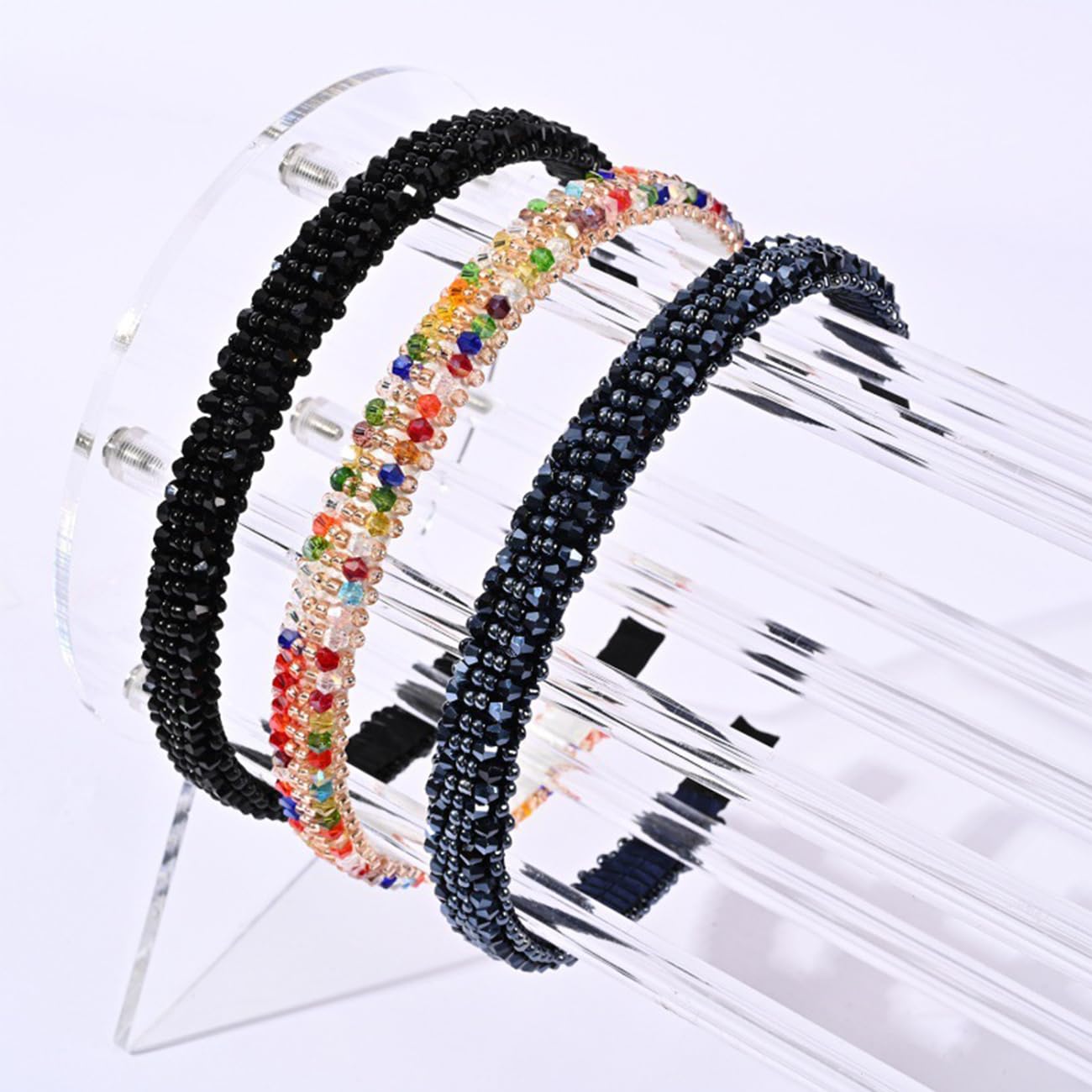 Traziewell Black Headbands for Women Wedding Decor Unique Pearl Hairband Stylish Headdress Rhinestone Headpiece Womens Headband, 3019 - Image 3