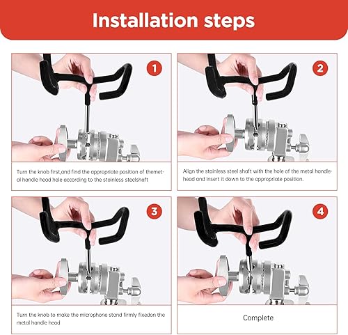 Miniatura 4 de Soporte de poste de micrófono de metal para soportes en C y soportes de micrófono, soporte de cuna mate antideslizante para micrófono y equipo de