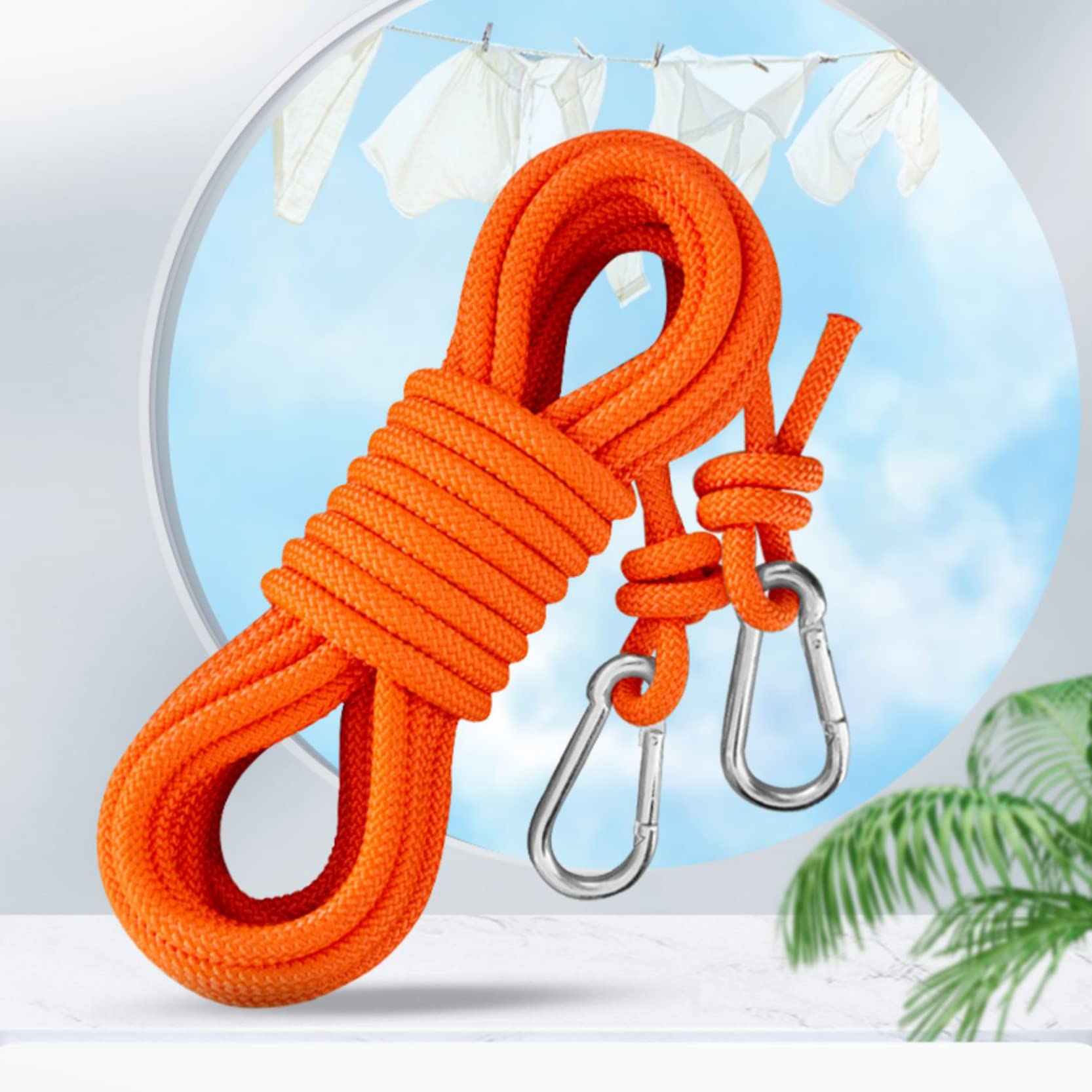 Filo stendibiancheria, diametro 8 mm, per esterni, lunghezza 5 m/10 m/15 m/20 m, corda intrecciata in poliestere resistente, per stendere i vestiti da giardino, bianco, 15 m