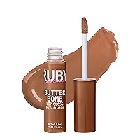 Vista 17 de Ruby Kisses Brillo de labios Butter Bomb Gloss, brillo de labios no pegajoso, vitamina E, tono natural desnudo, maquillaje de labios - 7.8mL