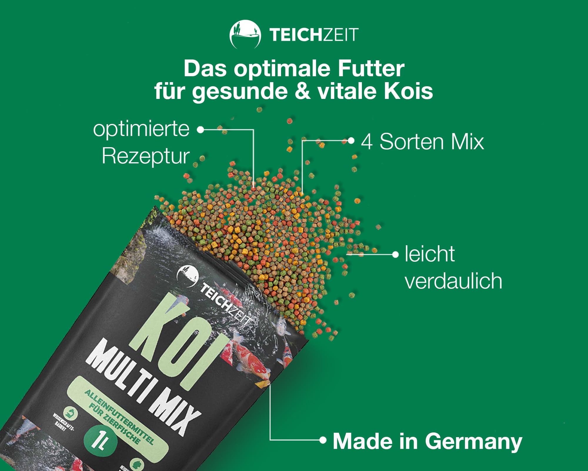 Stagno Koi Multi Mix | Mangime per pesci per Koi | Mangime galleggiante per laghetti da giardino | 15 kg
