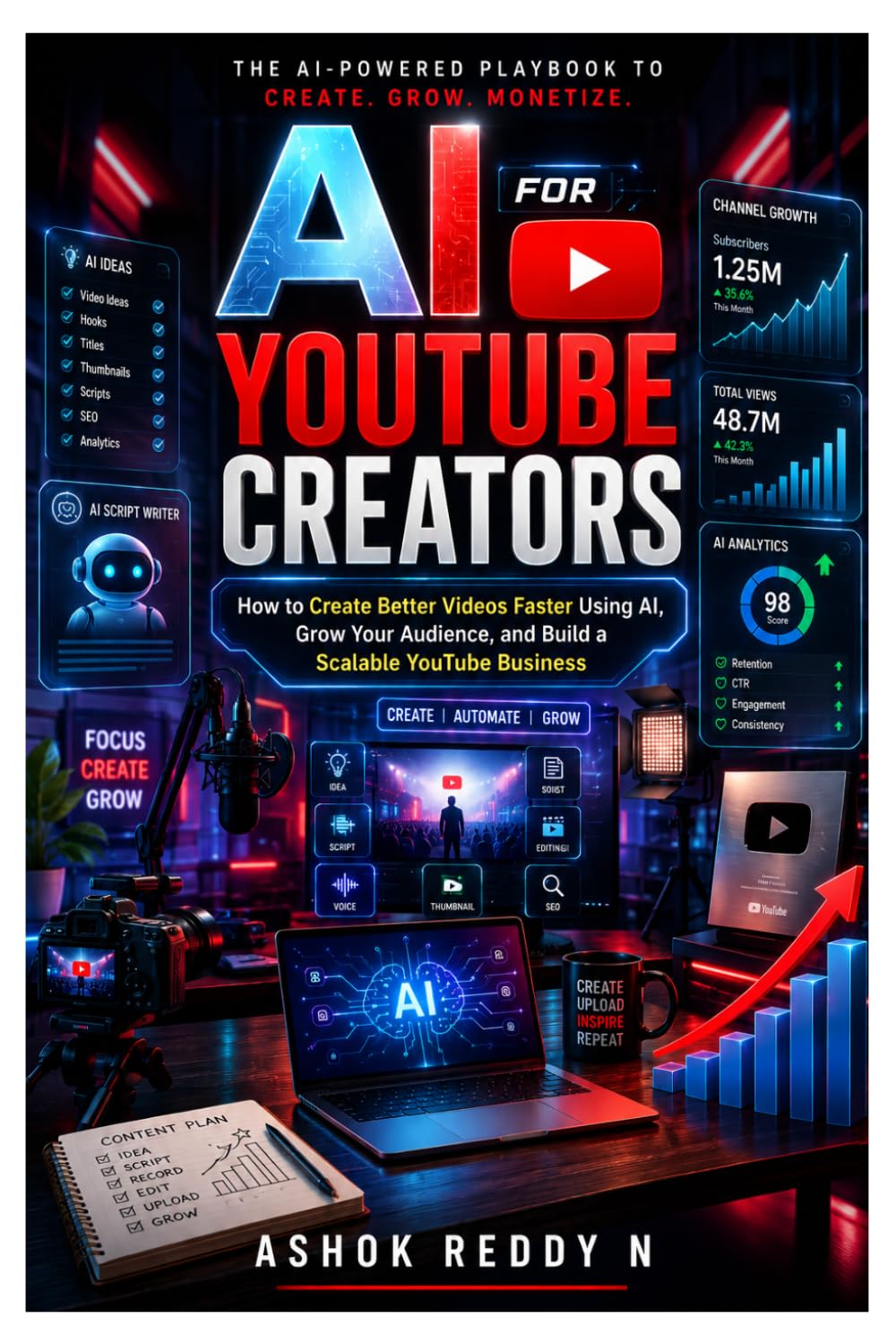 AI for YouTube Creators: How to Create Better Videos Faster Using AI, Grow Your Audience, and Build a Scalable YouTube Business