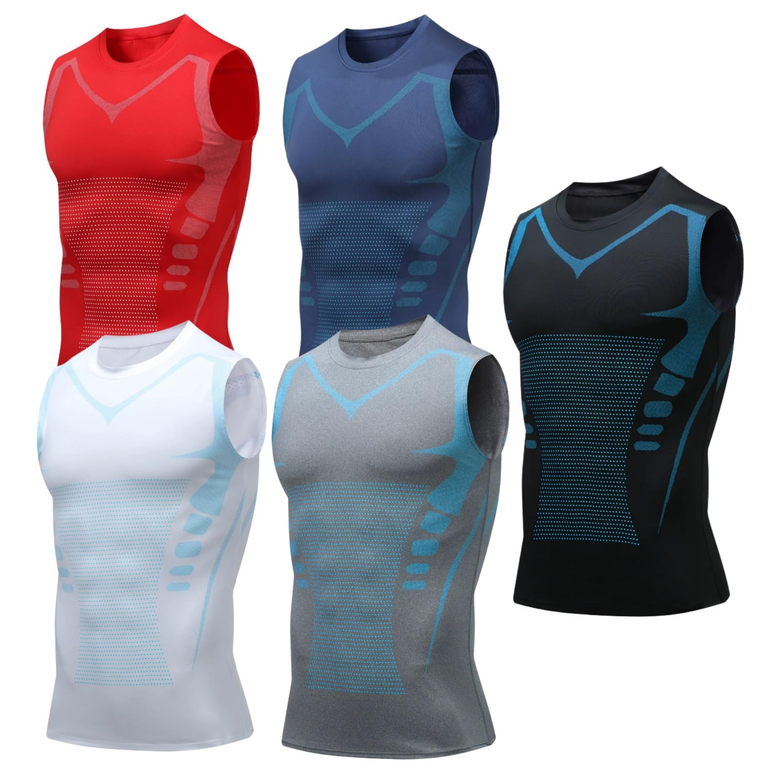 slimx slimpur Kompressions-Shirt, 5er Pack Herren Kompressions Shirt figurformend Shapewear männer Bauch Weg unterhemd atmungsaktiv Body Shaping