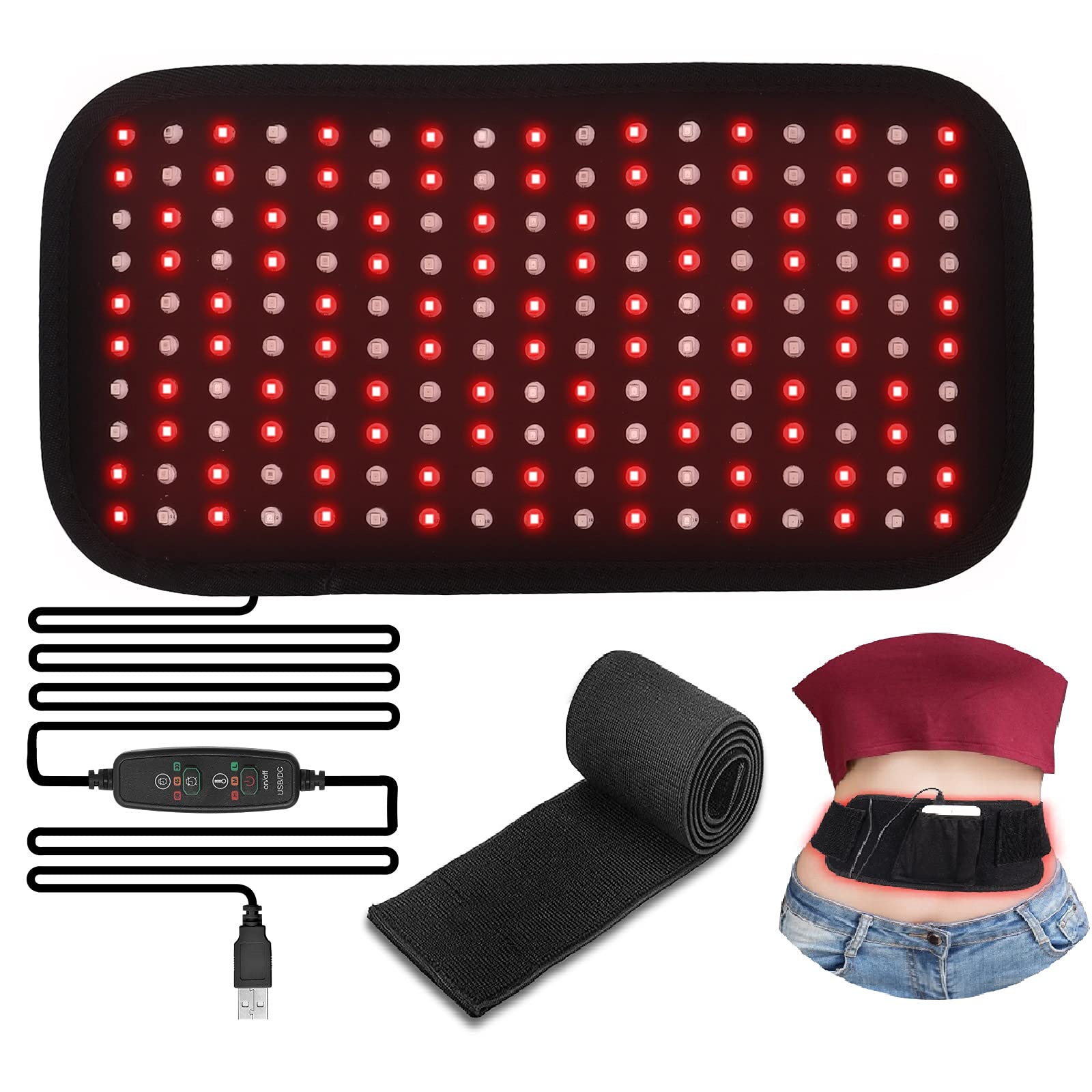 Ceinture De Luminothérapie Infrarouge IHealred - 660nm & 850nm - Pour Douleurs Et Récupération - 3 Réglages