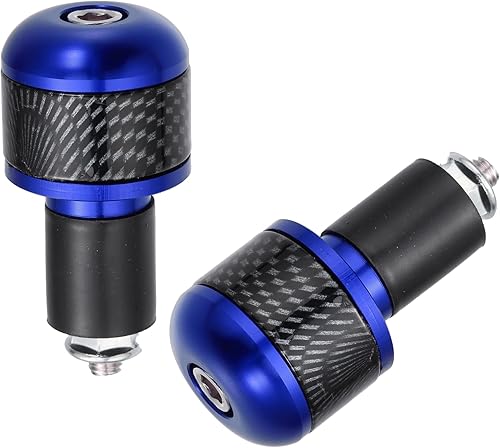 Miniatura 6 de X AUTOHAUX 1 par 78 "0.866 in azul motocicleta manillar extremo agarres barra extremos tapón tapón fibra de carbono patrón para motocicleta