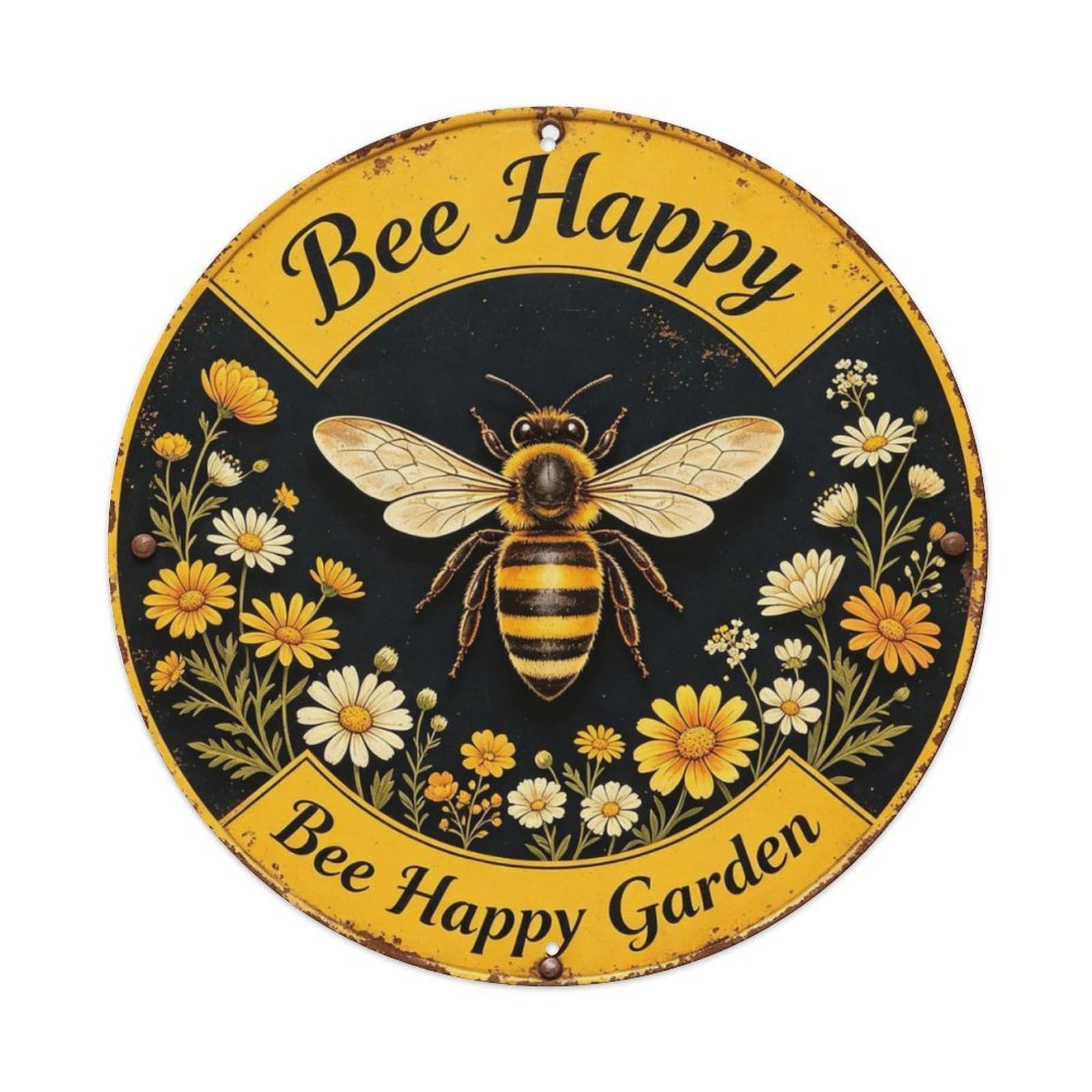 Bee Happy Garden Metal Tin Sign Plaque
