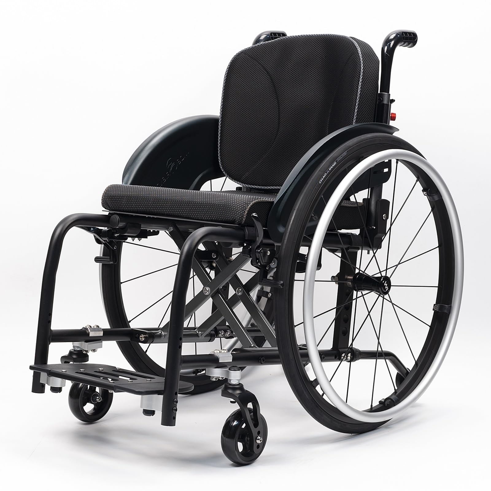 Silla de ruedas manual ligera, silla de ruedas deportiva ultraligera portátil todo terreno, silla de ruedas plegable, sillas de ruedas de transporte con antivuelco(Black B,38cm/15in)