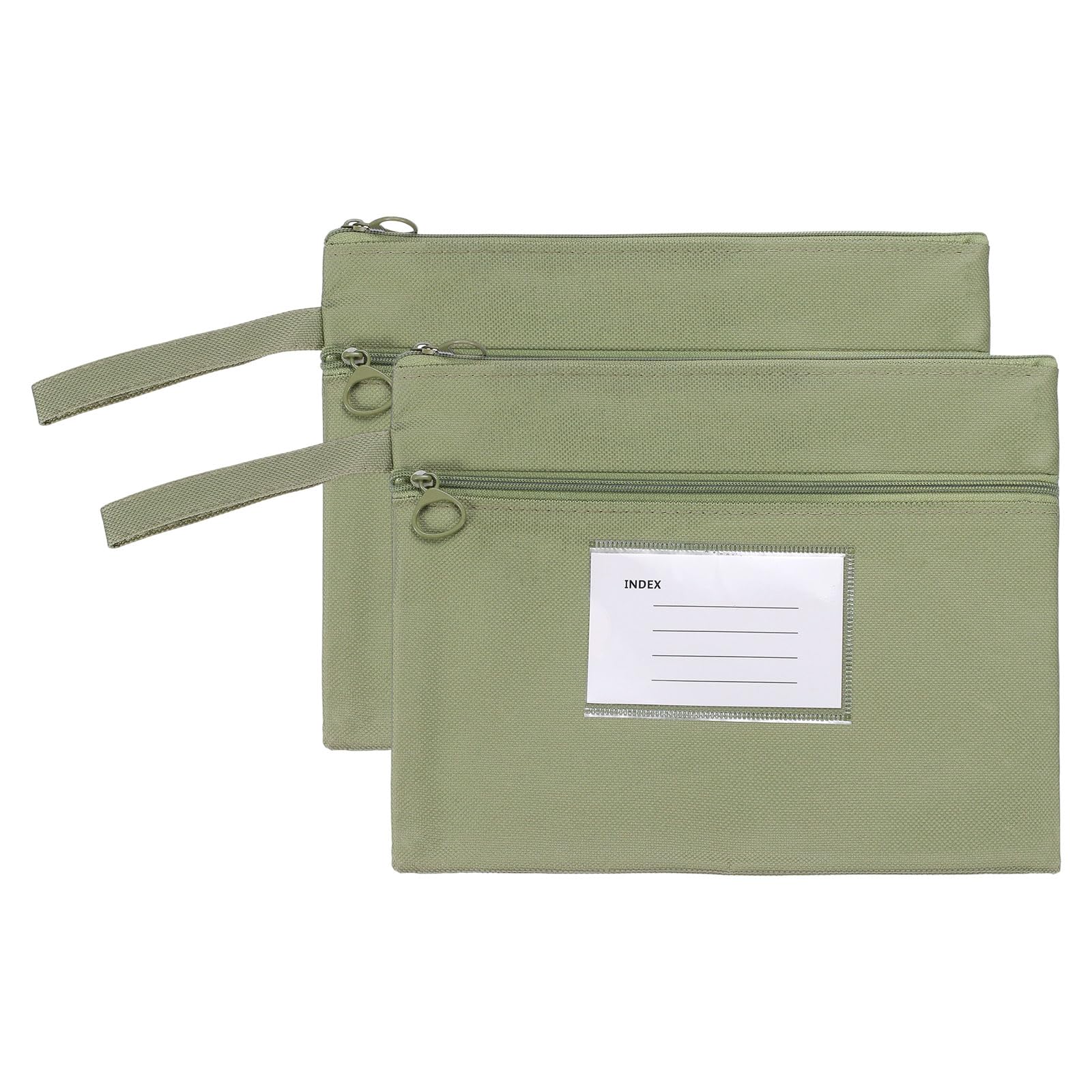 PATIKIL 2 Pcs Mesh Zipper Pouch with Handle, A5 Oxford Fabric Zipper File Pouch Double-Layer Document Bag Storage for Office Travel Puzzles Books Shopping, Green (24cm x 18.5cm) — image 1