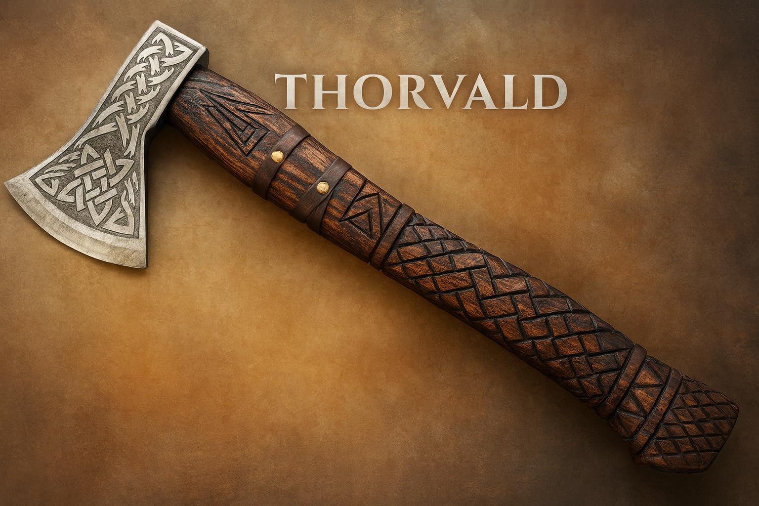 Novahaven Thorvald Hacha de lujo forjada a mano de madera de fresno inglesa, hoja de acero al carbono con grabado vikingo | camping, caza y ocio