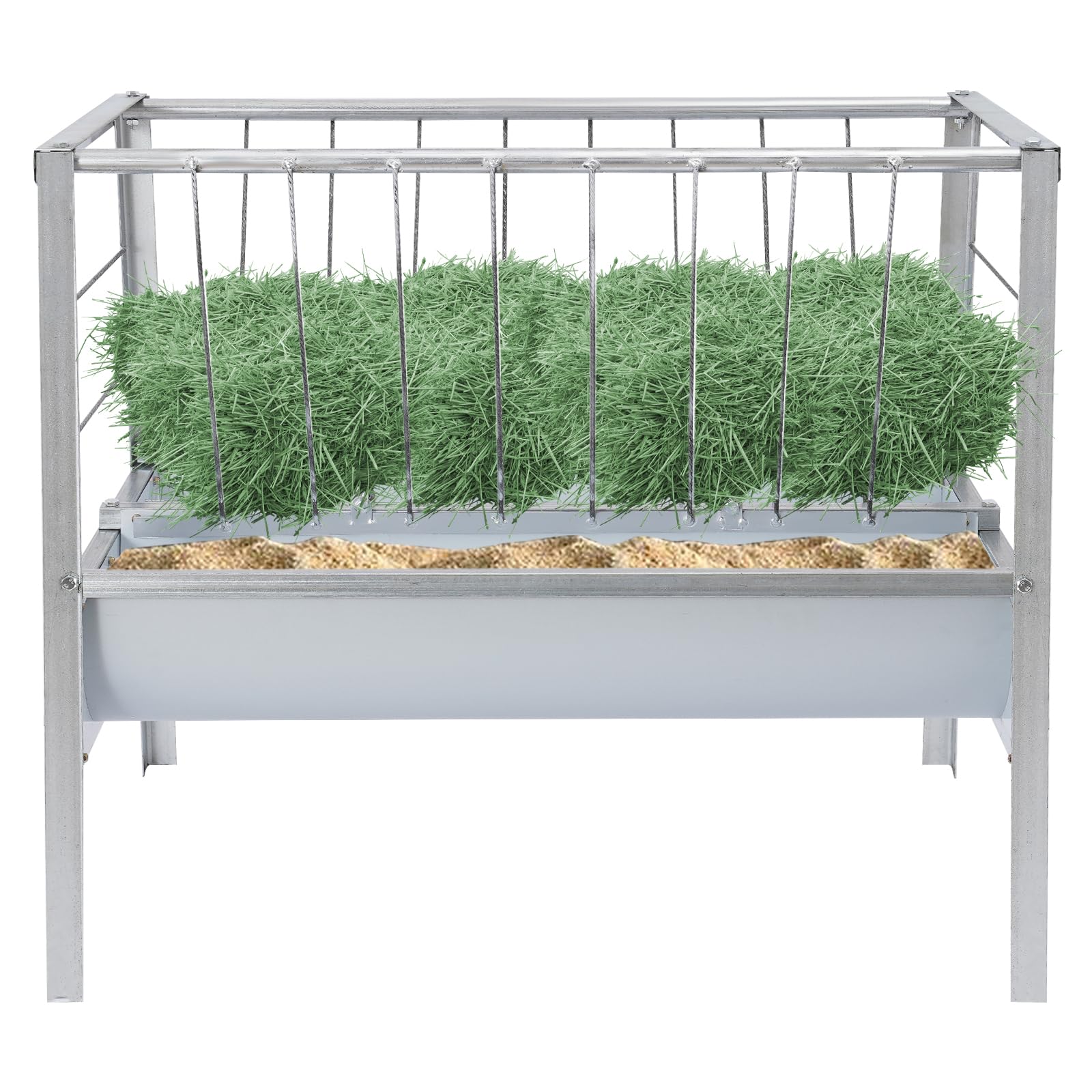 2 In 1 Heufutterautomat Viehfutterautomat Für Ziegen Schafe Pferde Mit 200 l Kapazität 100x66x85 cm Große Futterschale Aus Eisen Farbstahl Für Stall Weide Tierfütterung