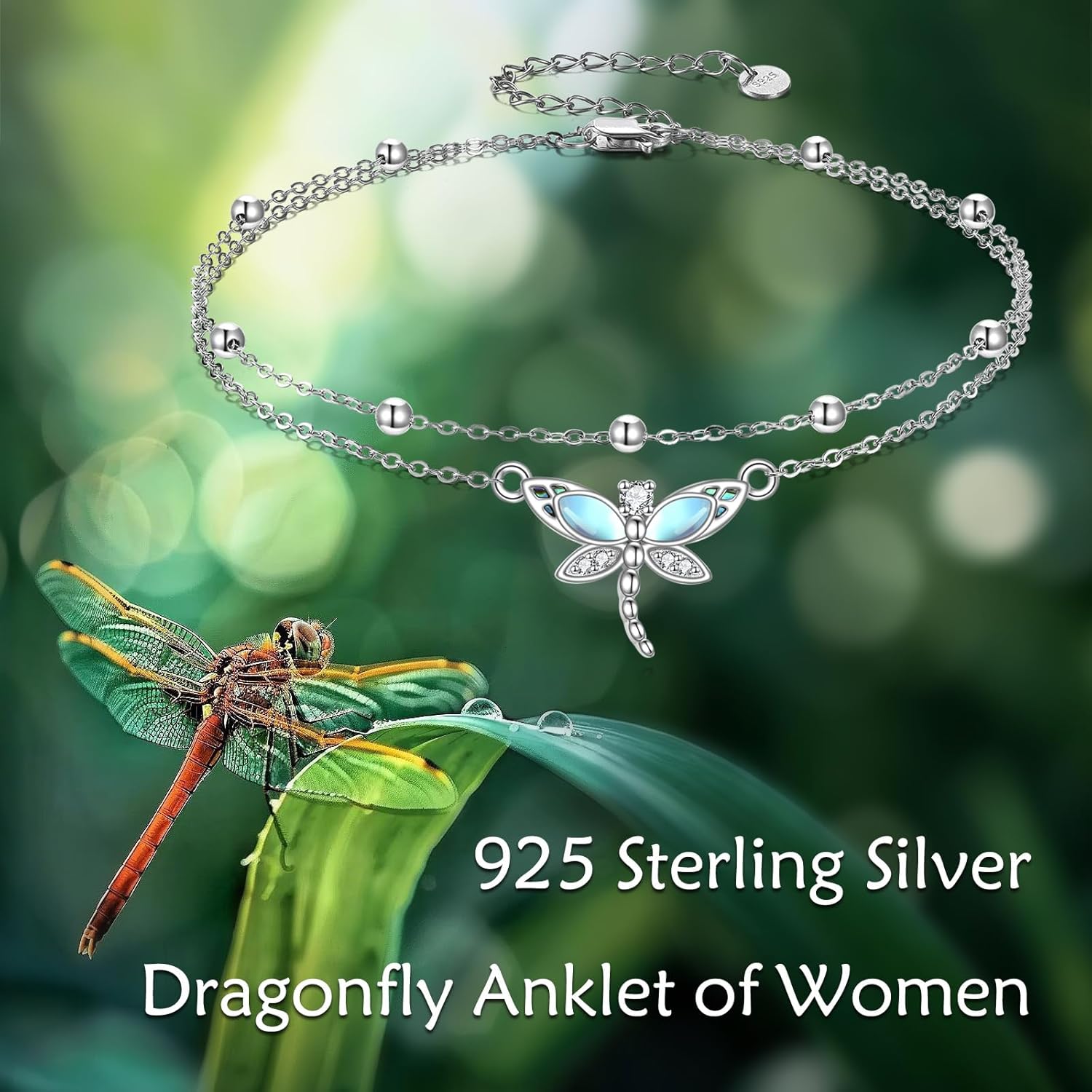 MONGAS Sterling Silver Women's Anklets Dolphin/Mermaid Tail/Butterfly/Sea Turtle/Golf/Dragonfly Anklets Bracelet Jewelry Gifts for Women
