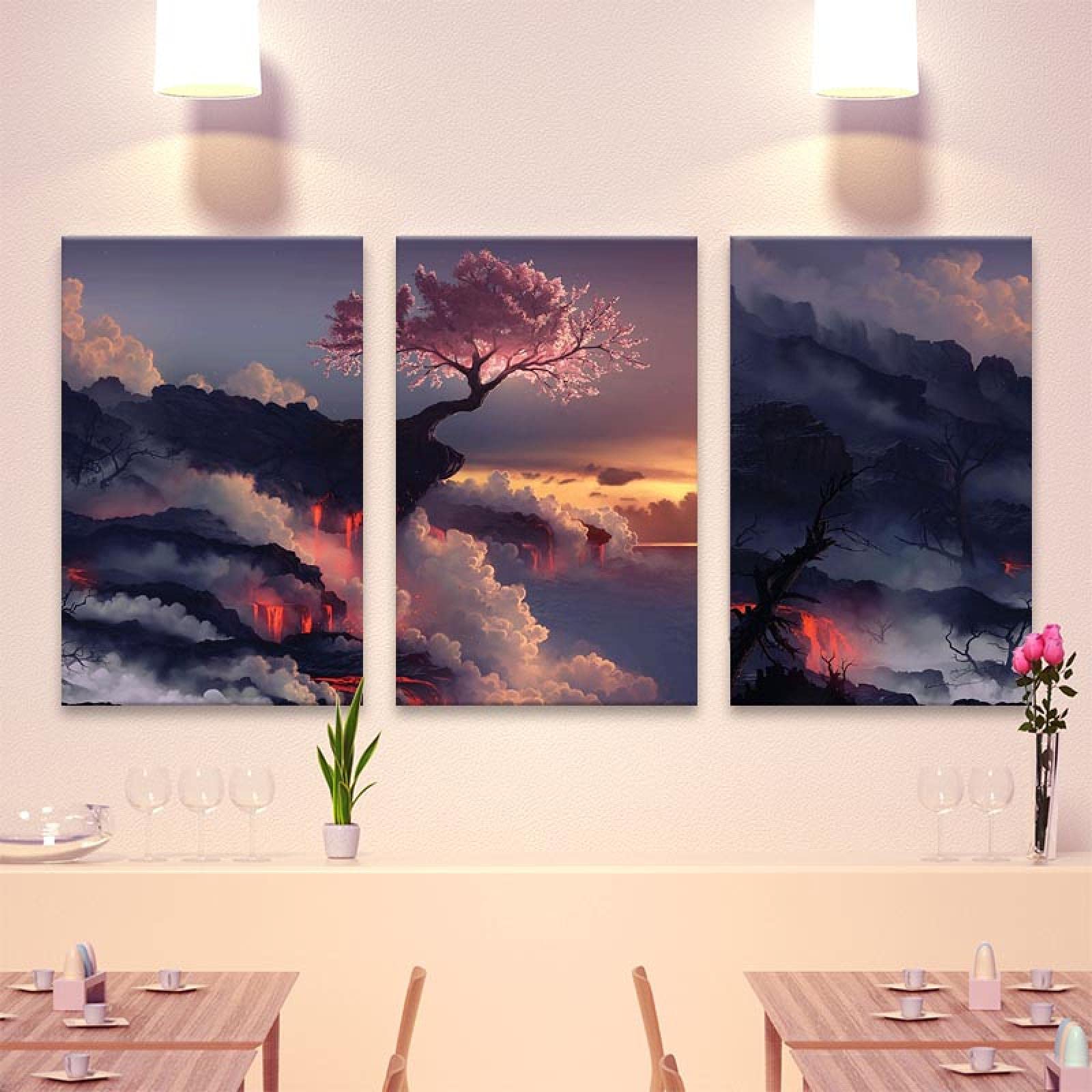 Mural de Sakura en lienzo de 20x30cm para renovar paredes vacías de forma fácil